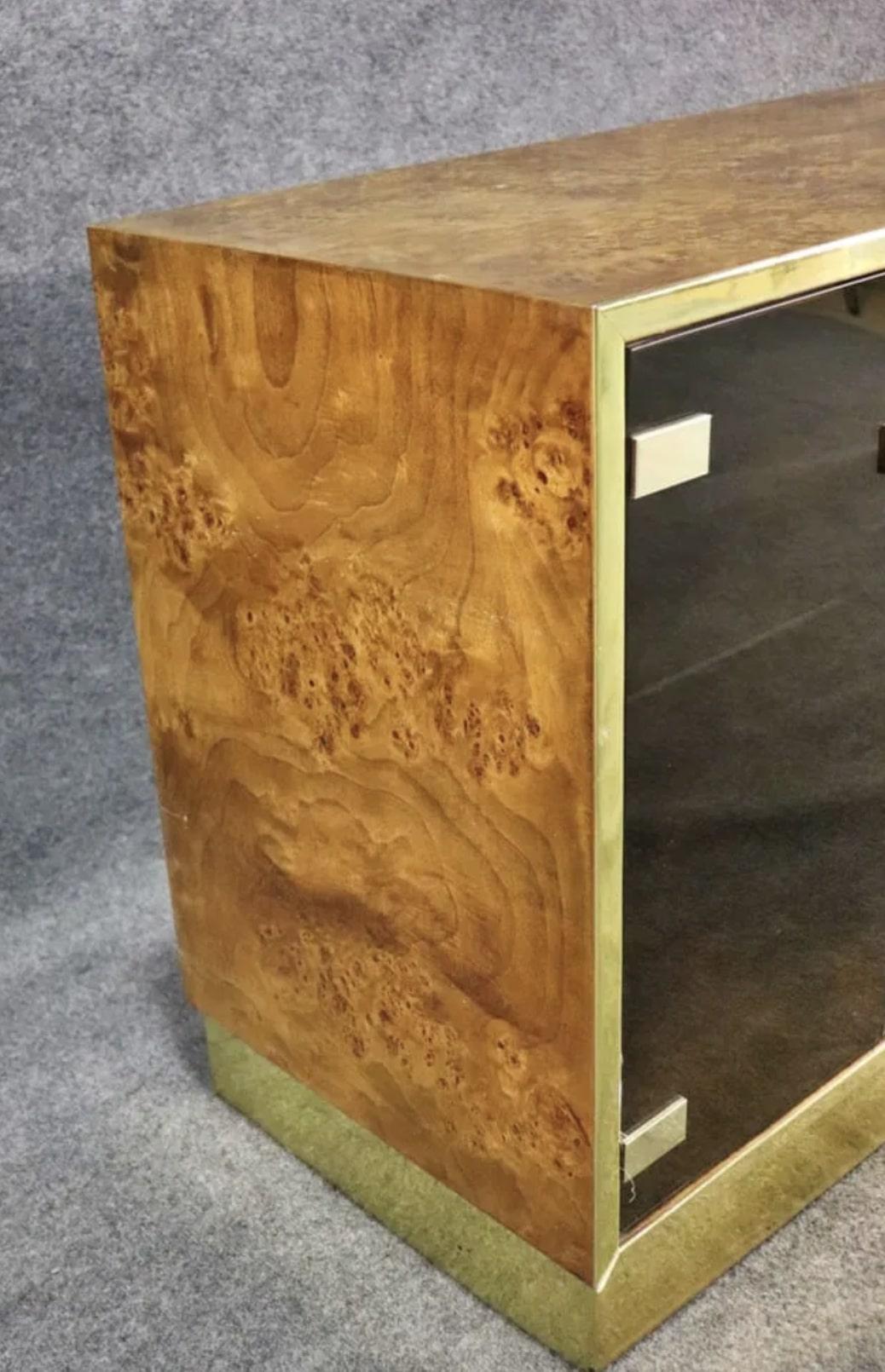 Burl & Brass Credenza by Founders For Sale 4