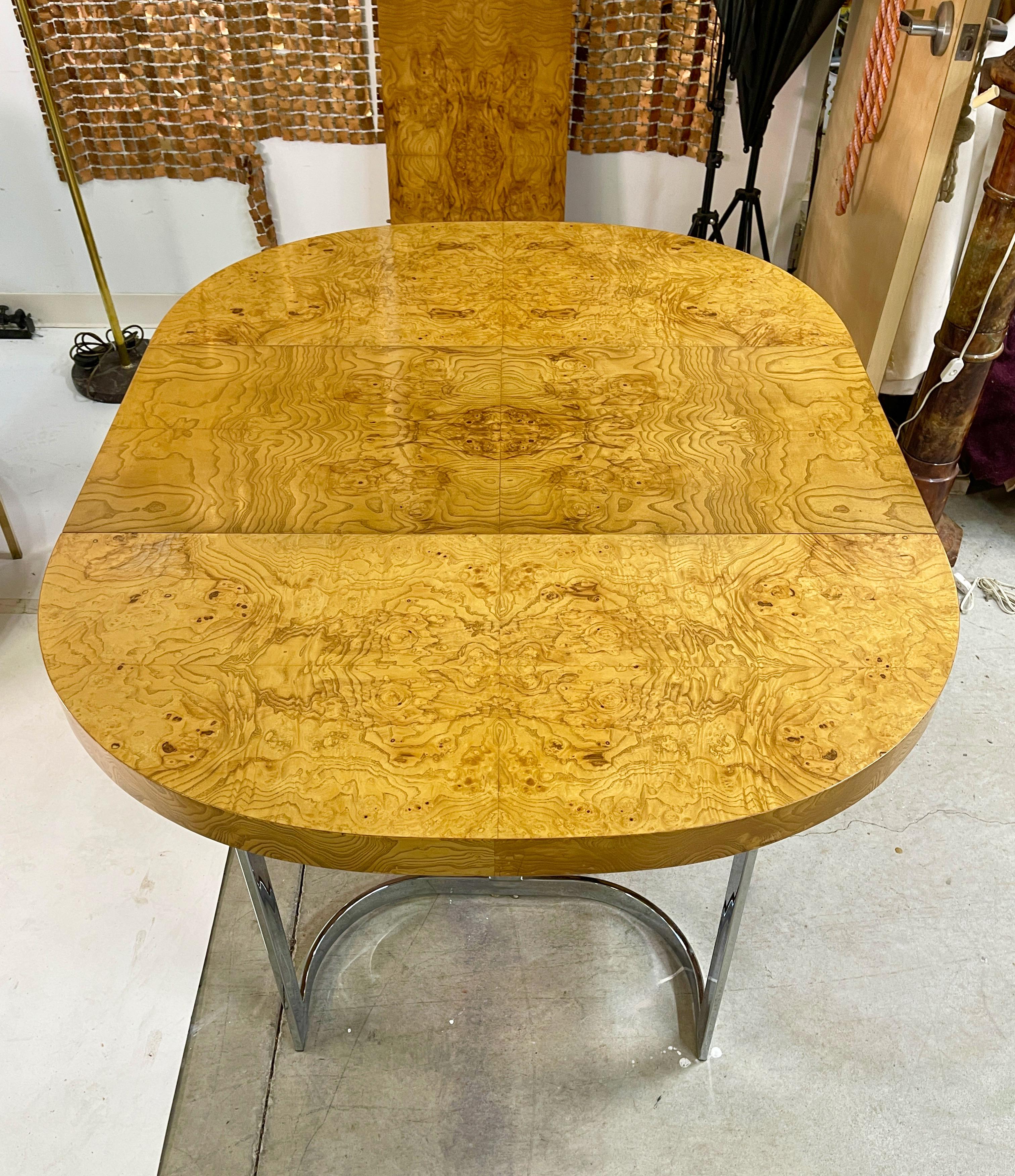 Burl & Chrome Dining Table by Milo Baughman for Lane 1