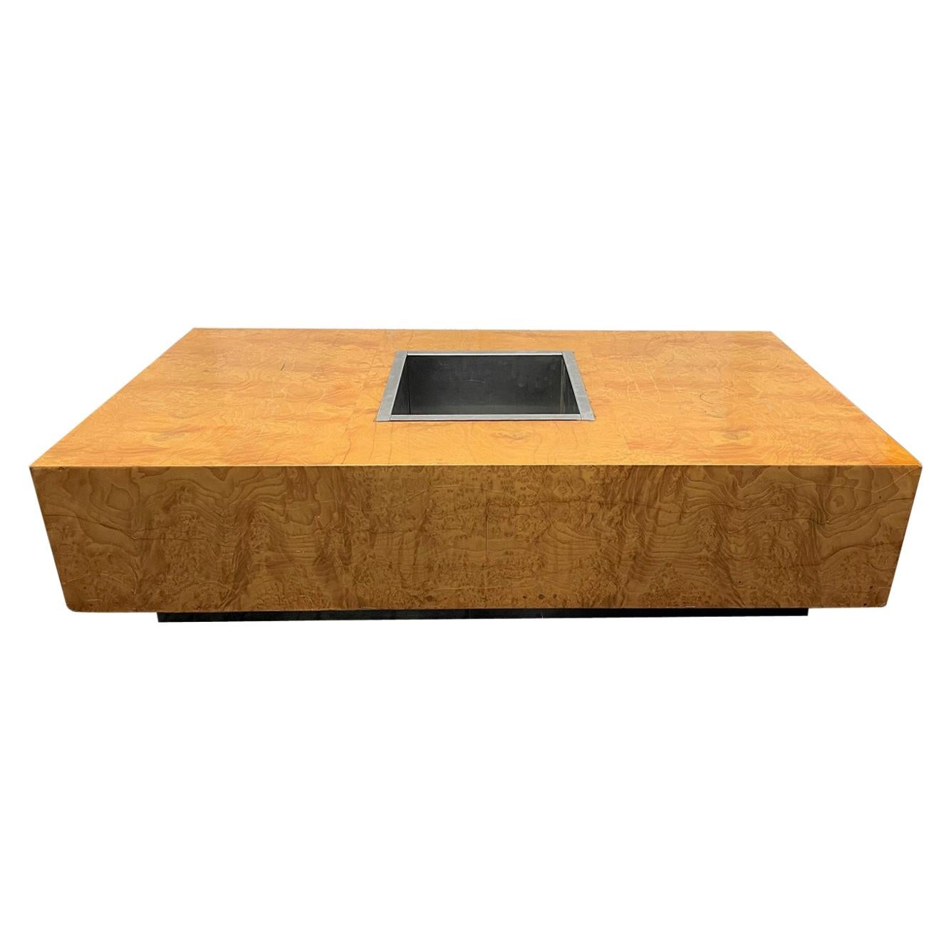 Burl Coffee Table Style of Willy Rizzo For Sale