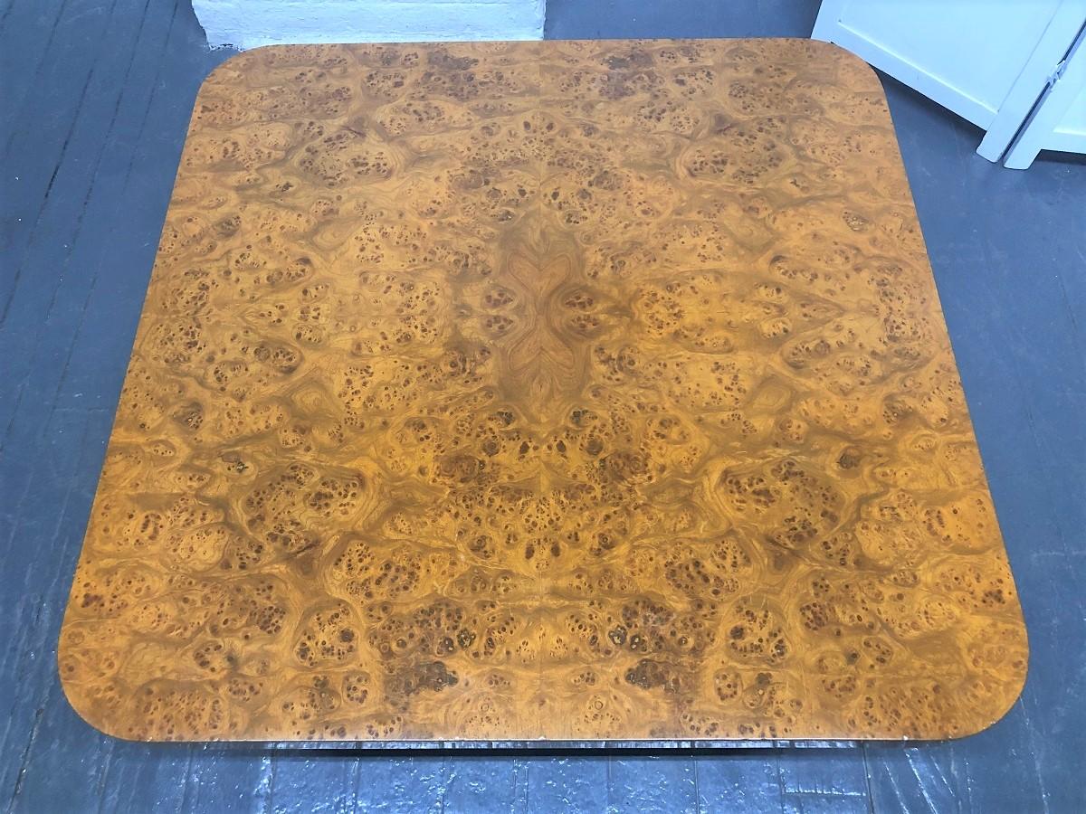 Modern Burl Coffee Table with Lacquered Base