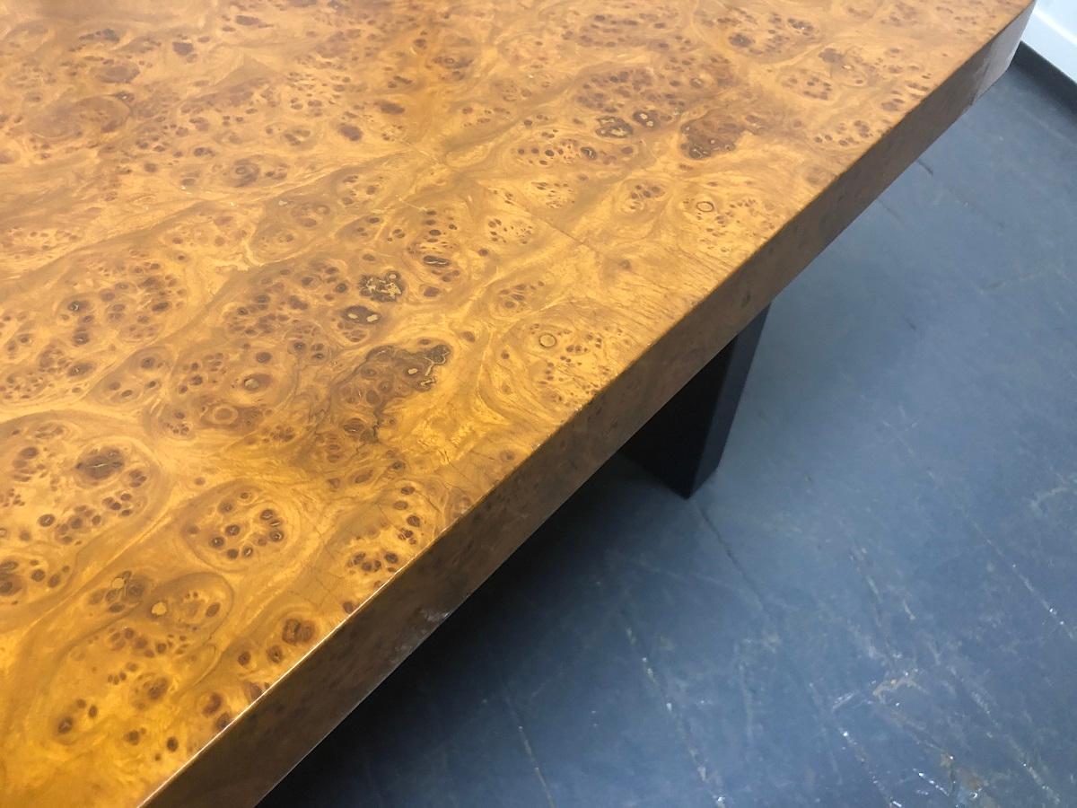 Burl Coffee Table with Lacquered Base In Good Condition In New York, NY