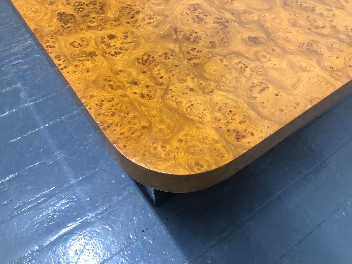 Late 20th Century Burl Coffee Table with Lacquered Base