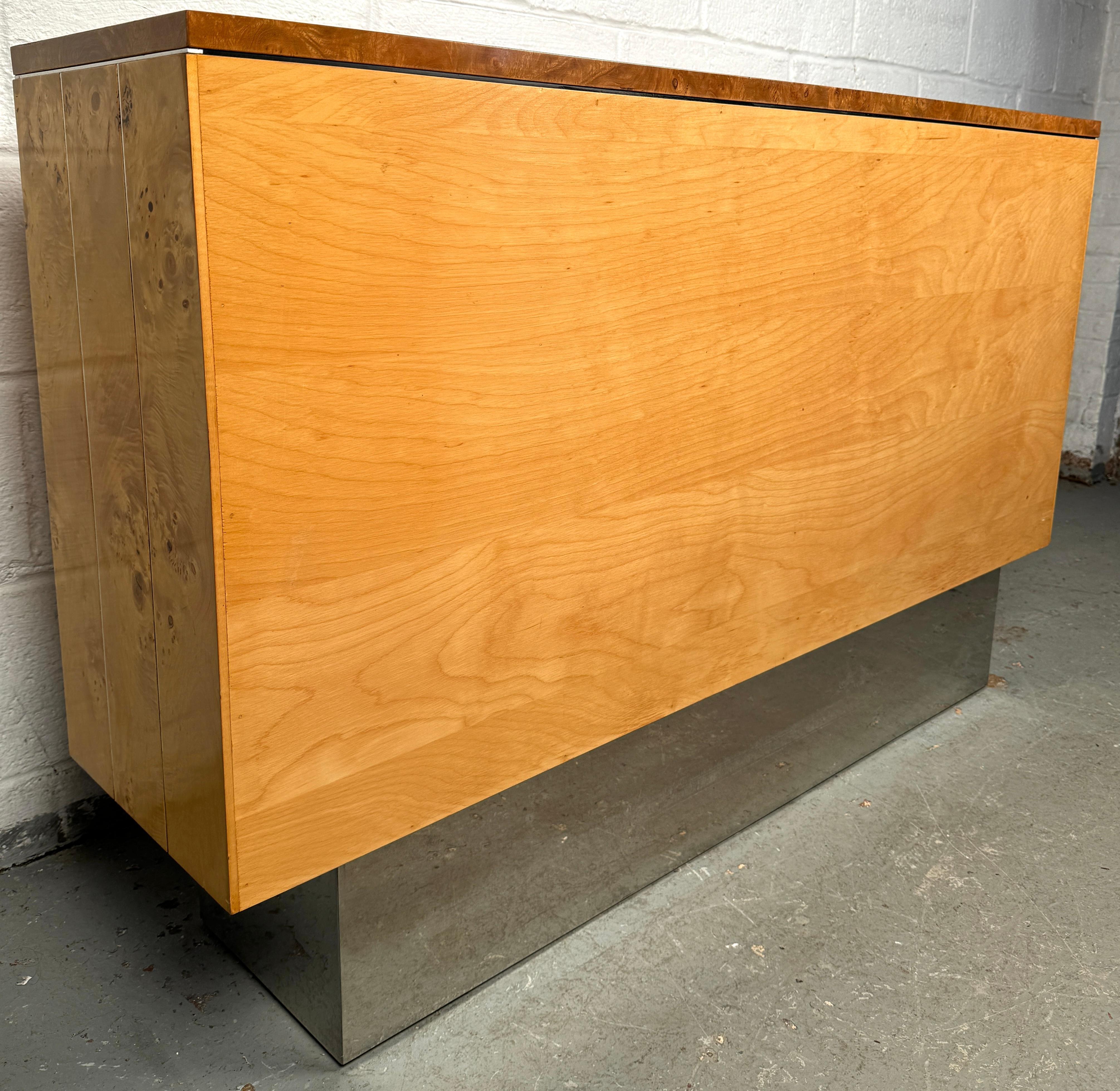 Mid-Century Modern Burl Console Table For Sale 11