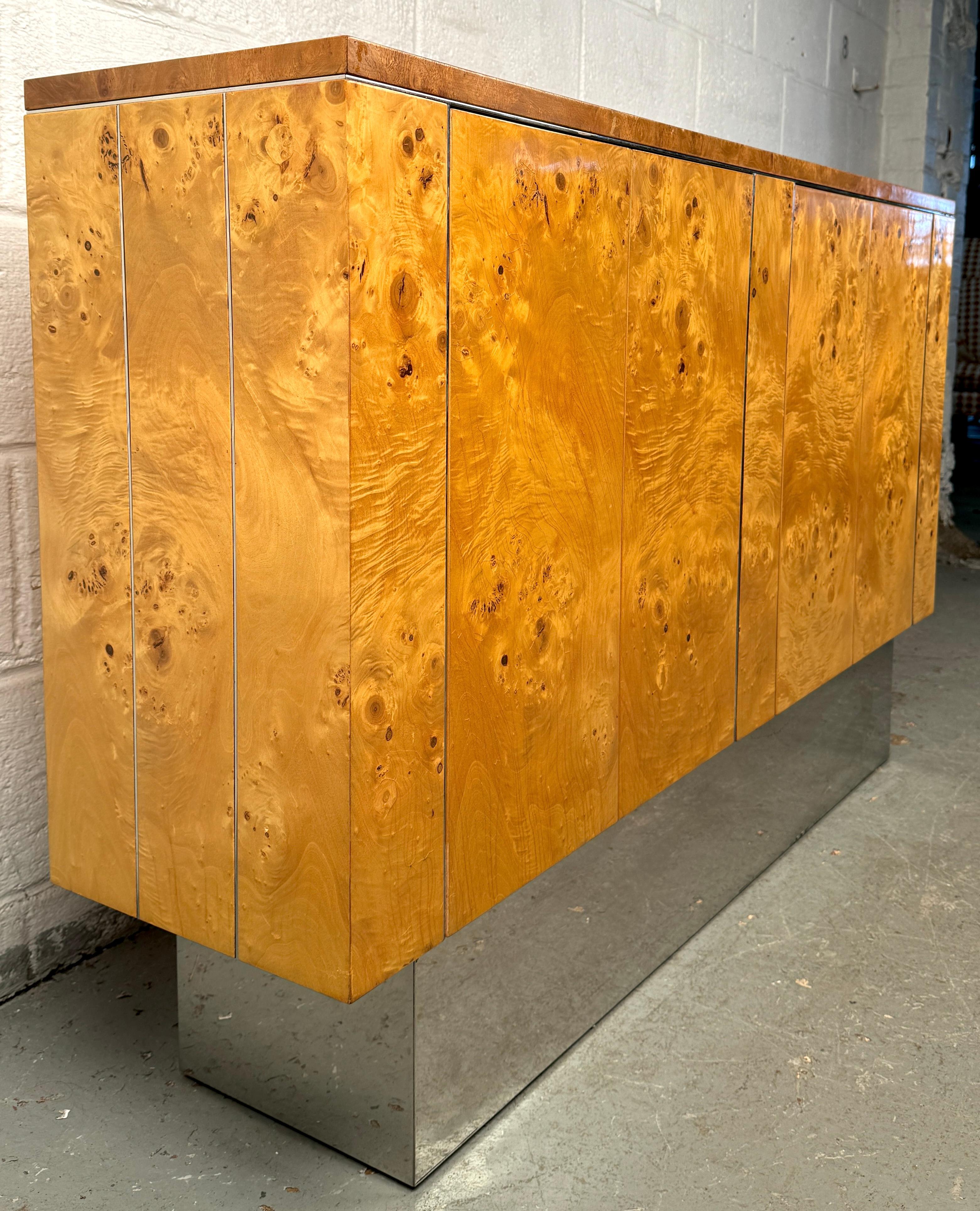 American Mid-Century Modern Burl Console Table For Sale