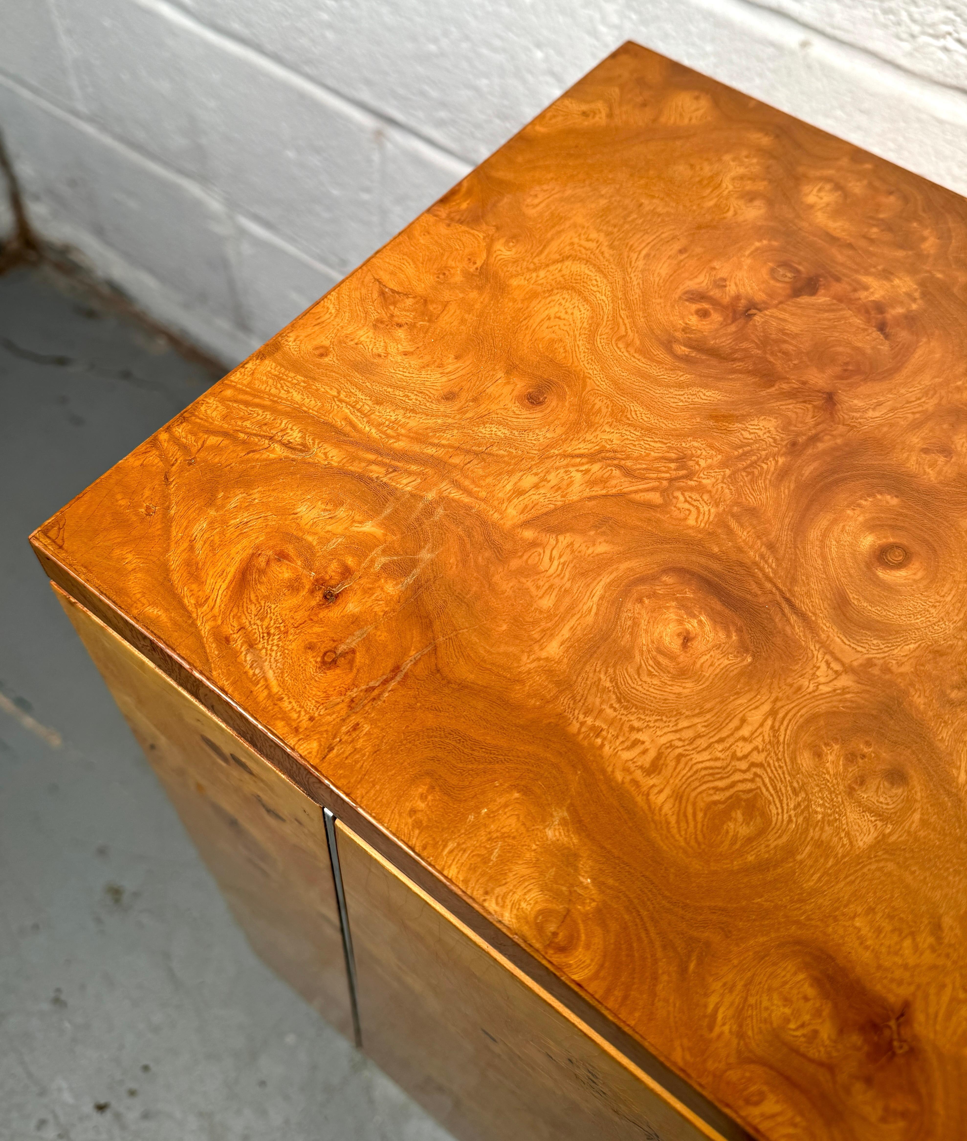 20th Century Mid-Century Modern Burl Console Table For Sale