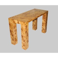 Burl Desk Console Table in Burl Wood Veneer by Panorammma