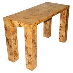 Burl Desk Console Table in Burl Wood Veneer by Panorammma