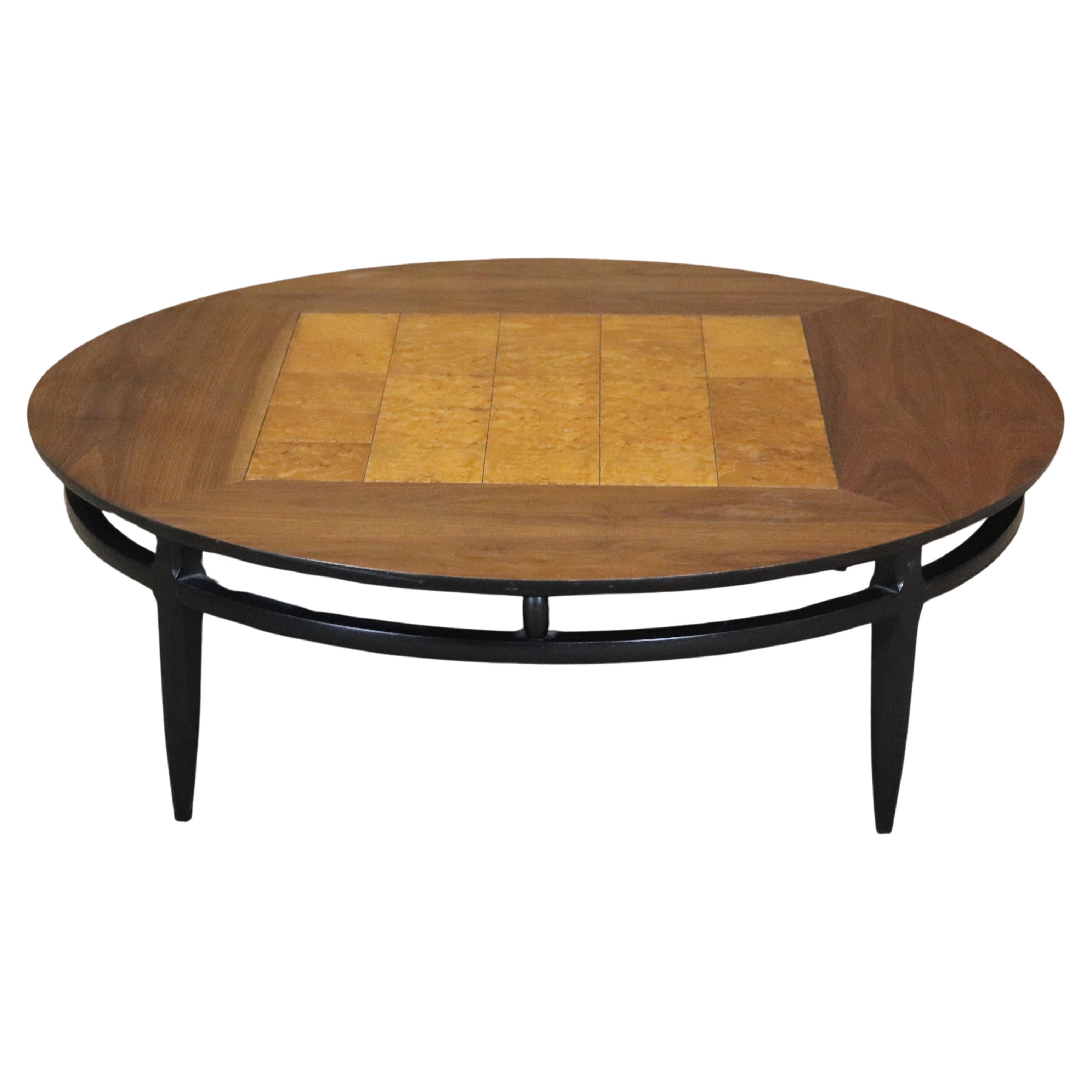 Burl & Ebonized Coffee Table by Lane Furniture For Sale
