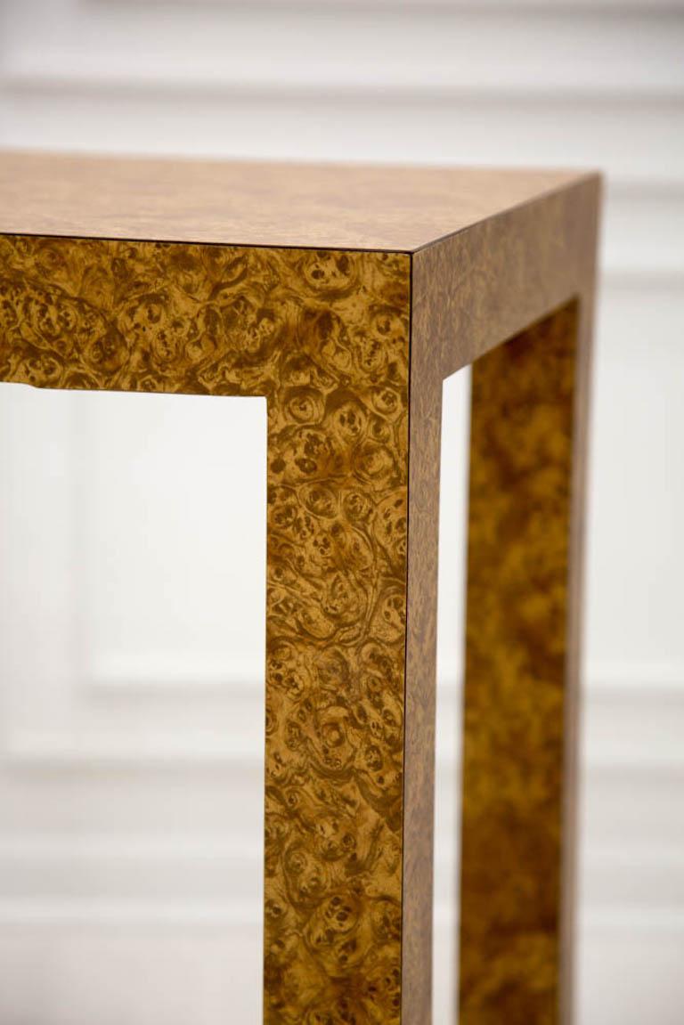 Mid-Century Modern Burl Effect Console Table with Drawer