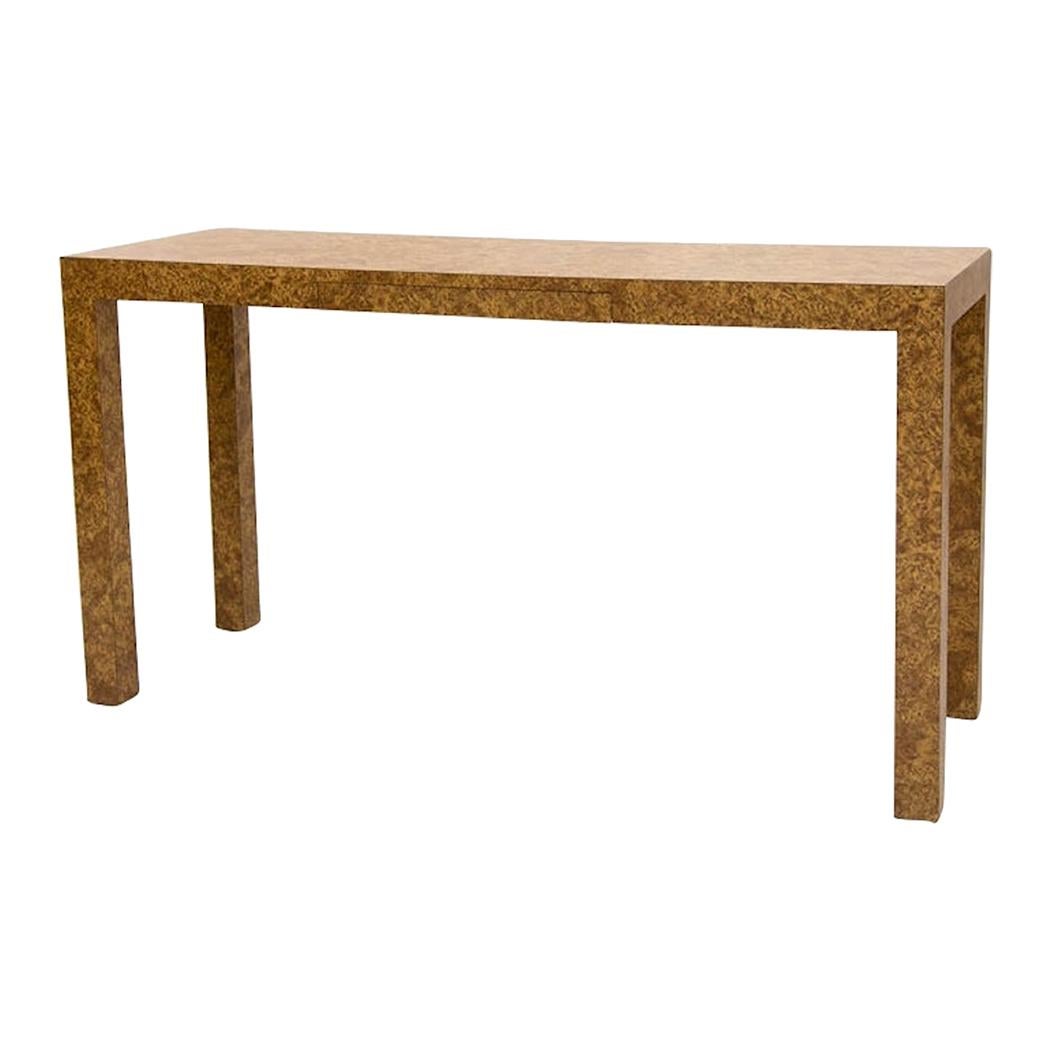 Burl Effect Console Table with Drawer