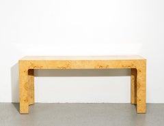 Burl Elm Console Table in the Style of Milo Baughman