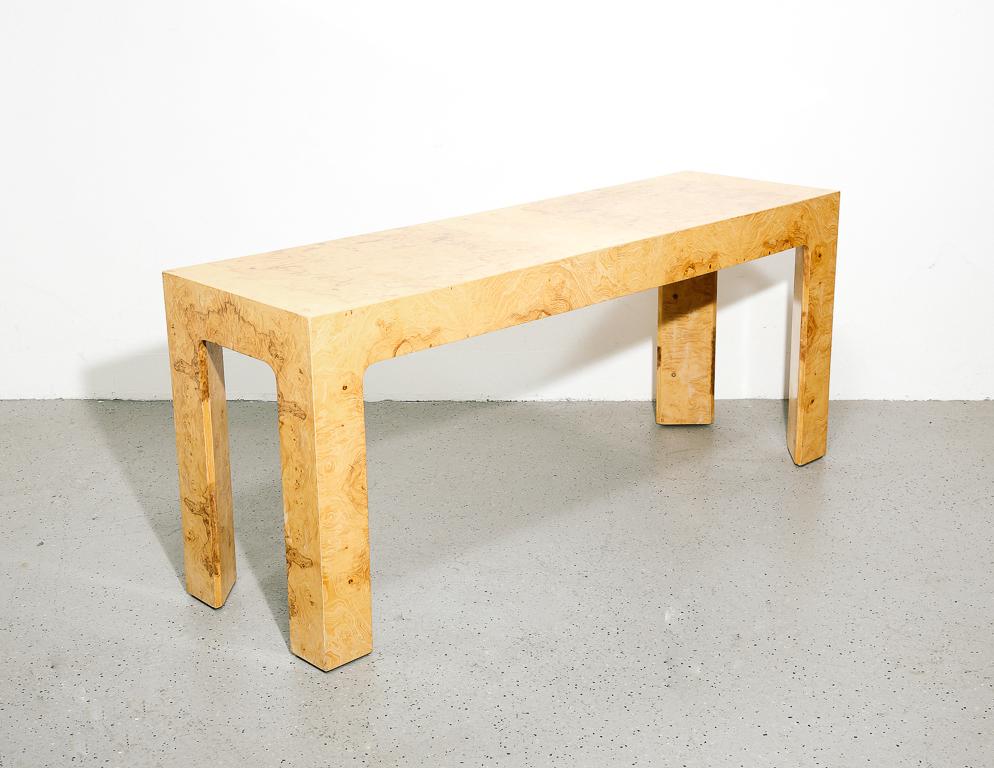 burl console table