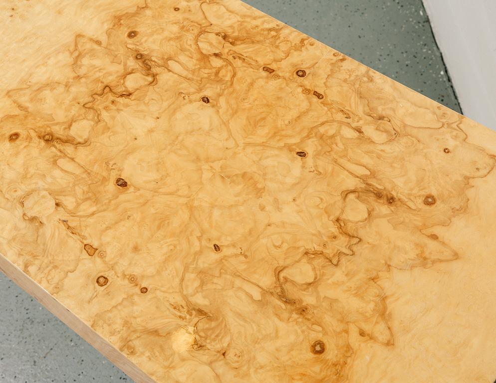 Burl Elm Console Table in the Style of Milo Baughman In Good Condition In Brooklyn, NY
