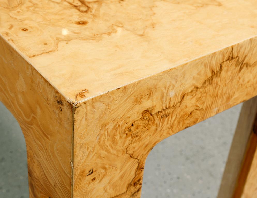 Burl Elm Console Table in the Style of Milo Baughman 1