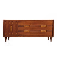 Burl Inlay Walnut Dresser Credenza by Daniel Jones Inc.