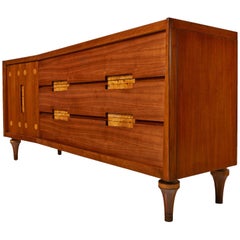 Burl Inlay Walnut Dresser Credenza by Daniel Jones Inc.