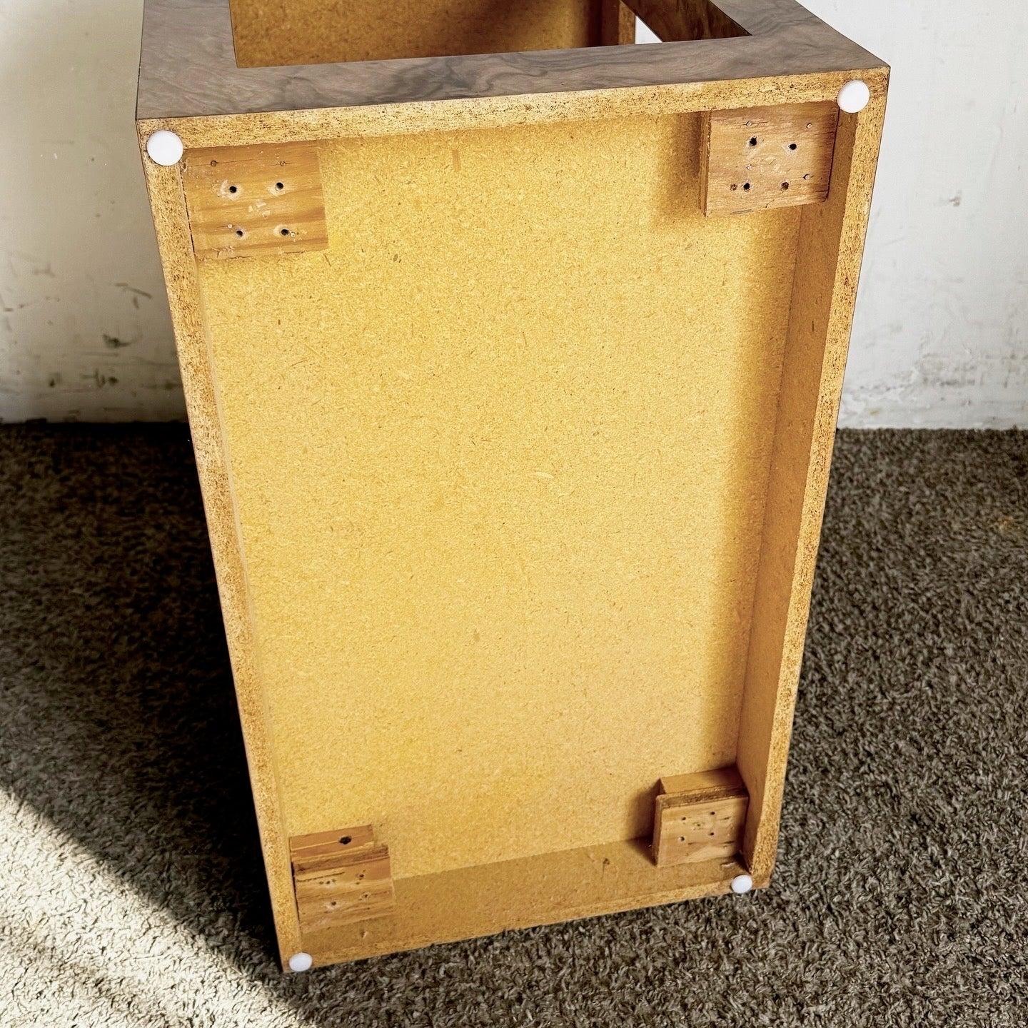 Burl Laminate Cubic Side Table In Good Condition In Delray Beach, FL