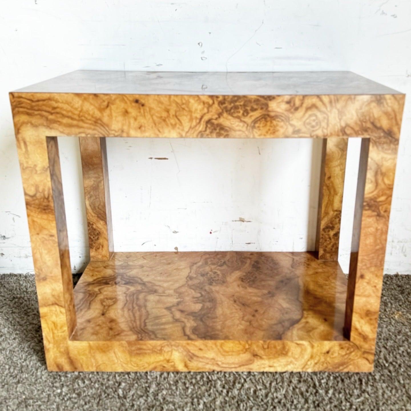 Late 20th Century Burl Laminate Cubic Side Table