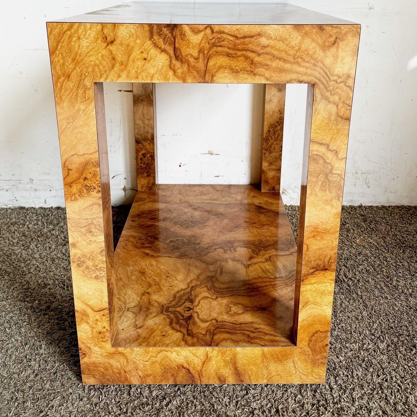Wood Burl Laminate Cubic Side Table