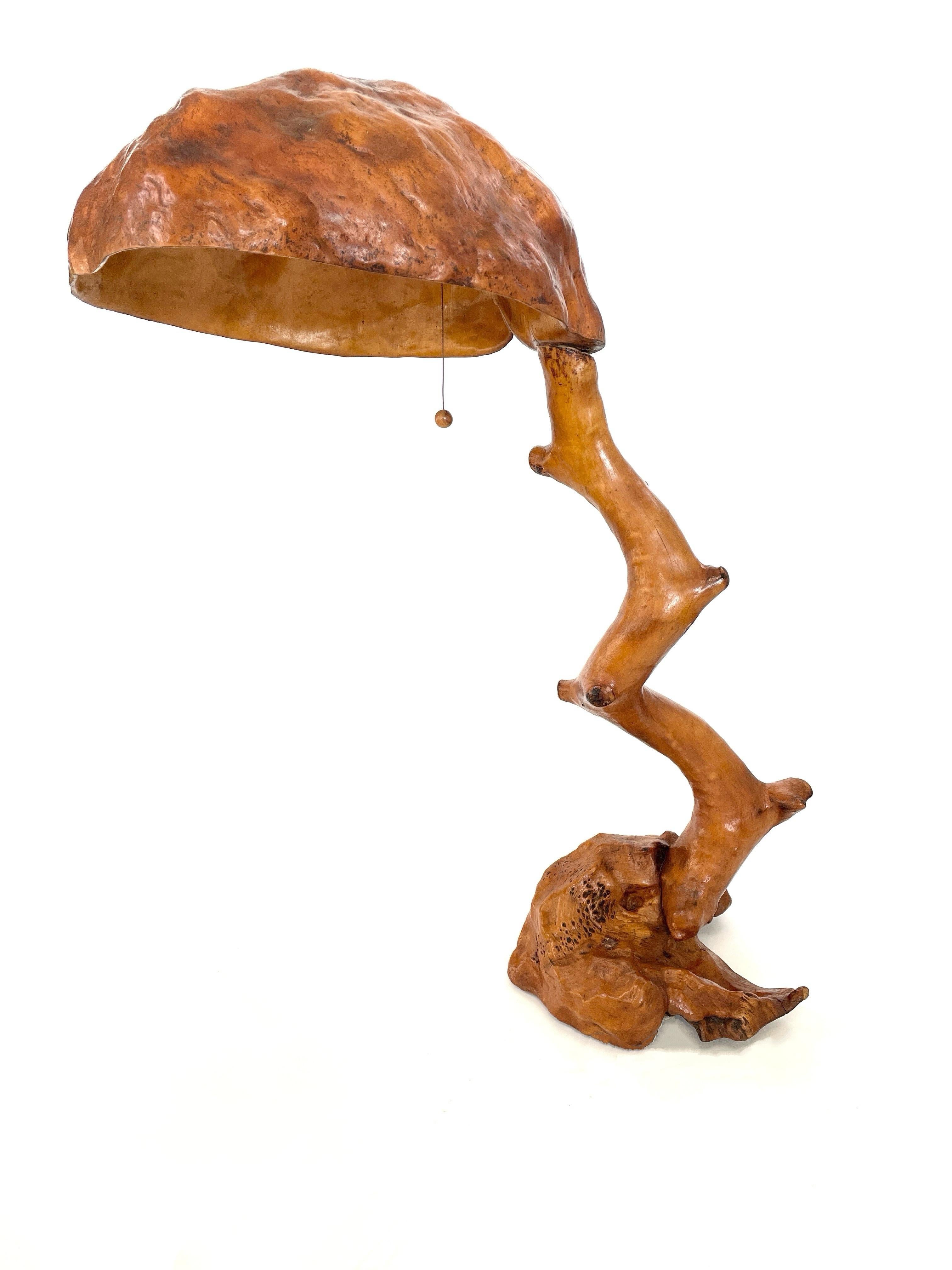 Brutalist Burl Lamp by Finnish Artistic Craftsman, Finland, 1930s For Sale