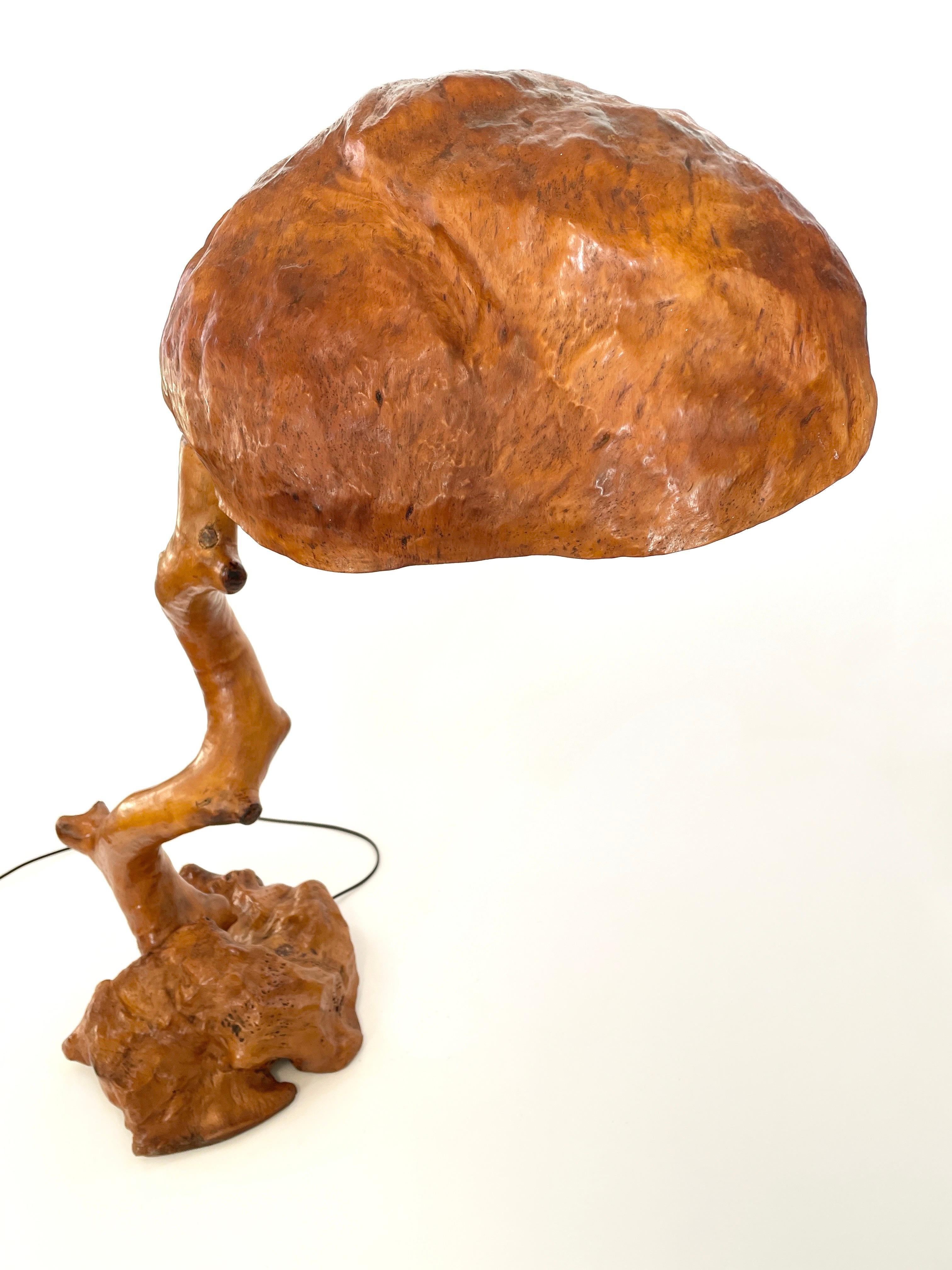 Hand-Carved Burl Lamp by Finnish Artistic Craftsman, Finland, 1930s For Sale