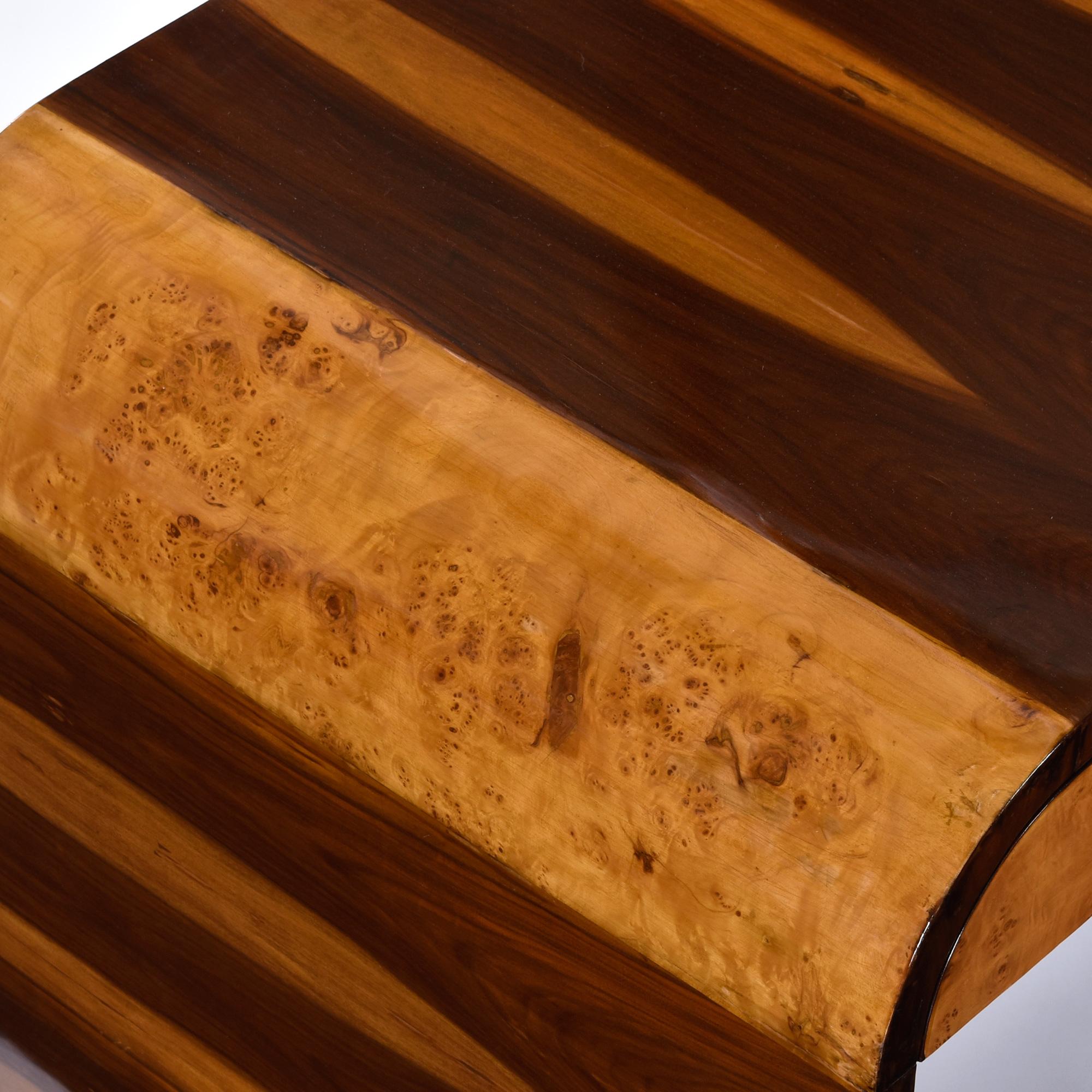 Burl Maple and Rosewood Art Deco Waterfall Executive Desk 1
