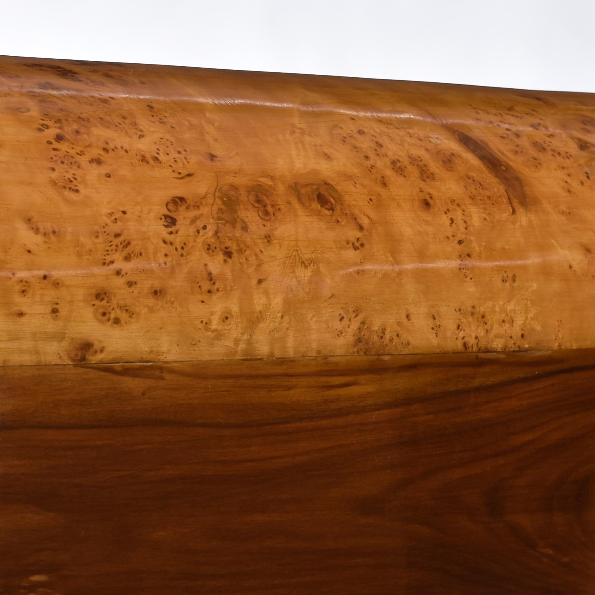 Burl Maple and Rosewood Art Deco Waterfall Executive Desk 2