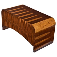 Burl Maple and Rosewood Art Deco Waterfall Executive Desk