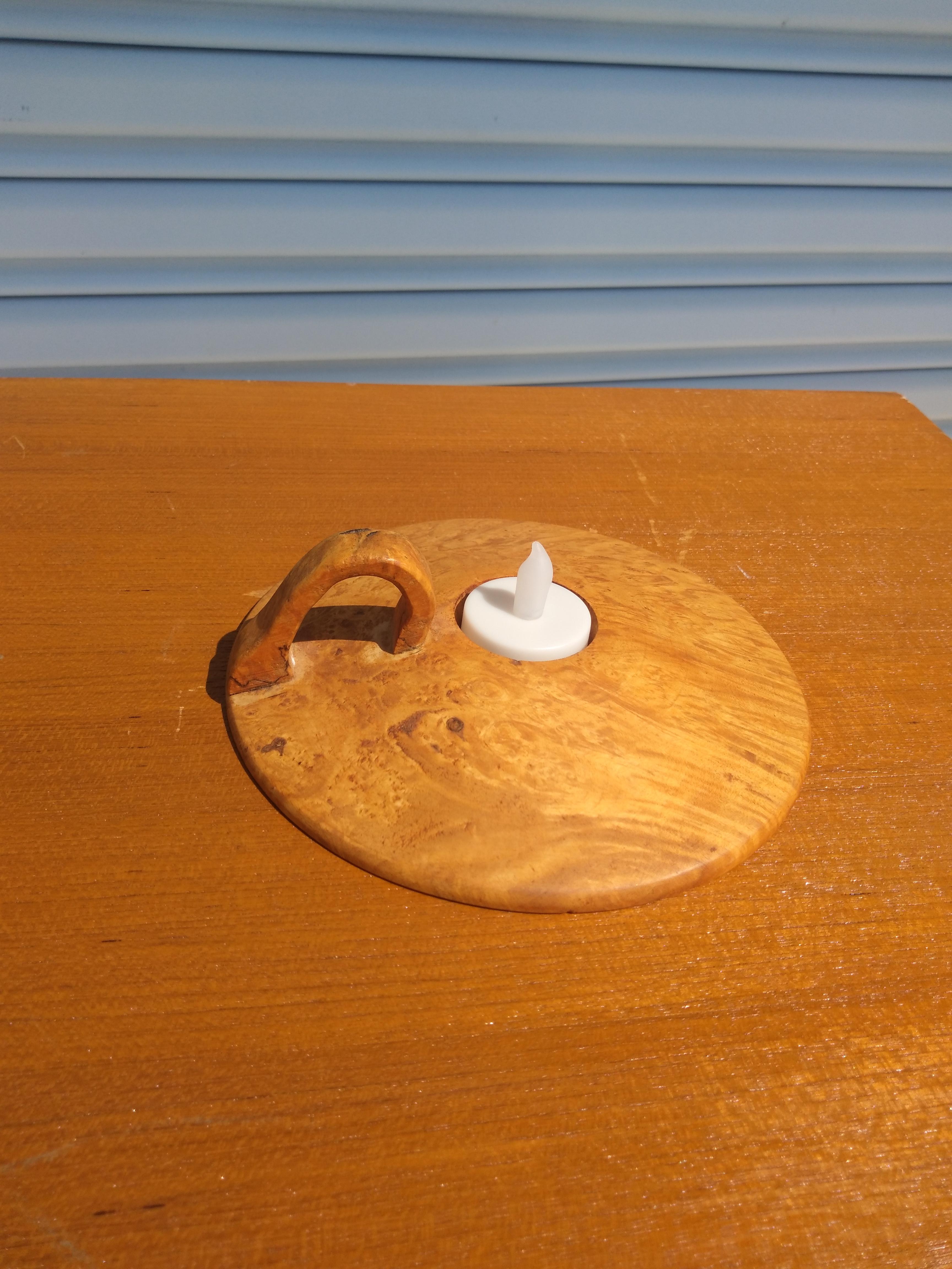 Icelandic Burl Maple Hand Lathed Candleholder For Sale