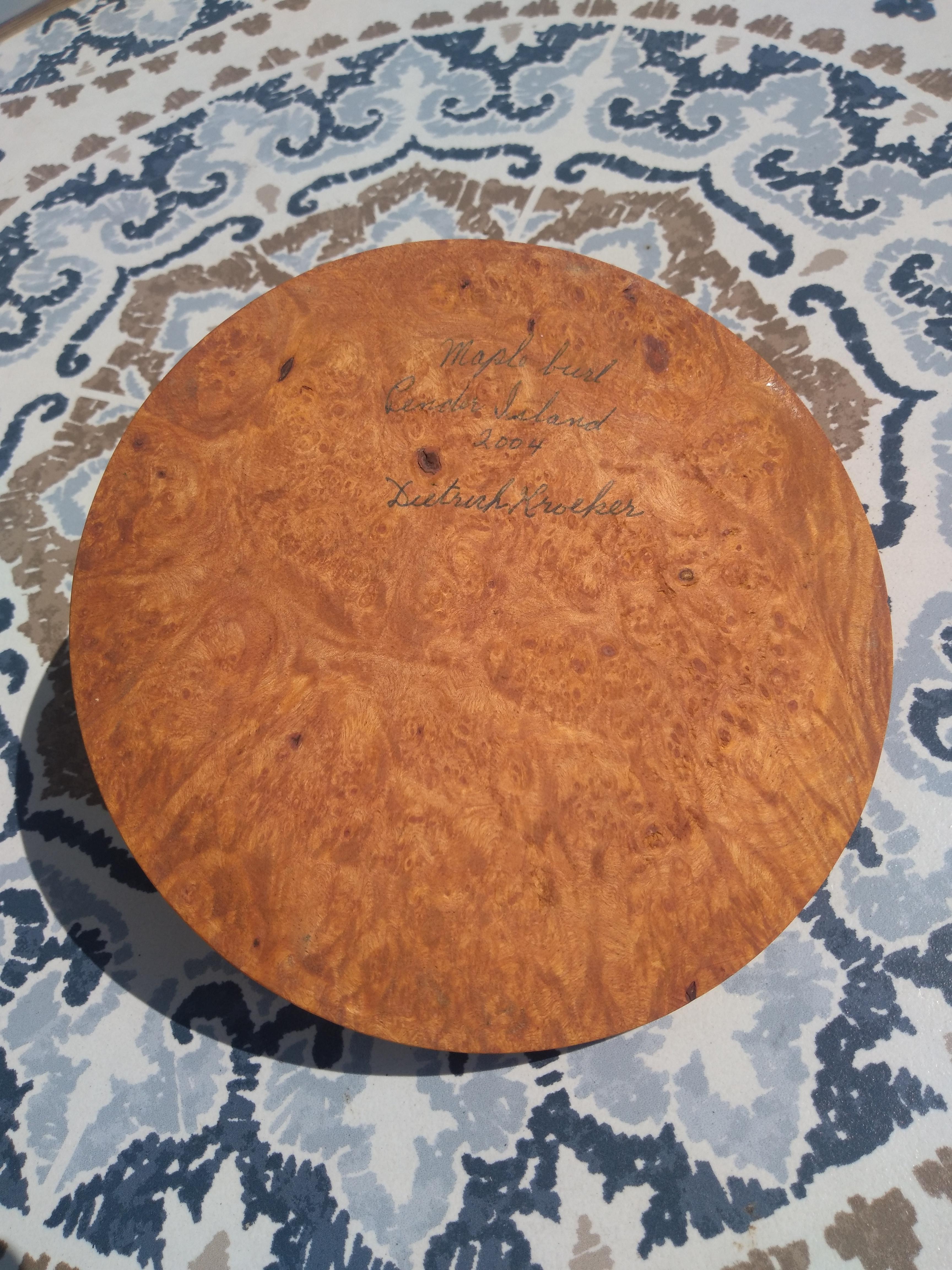 Hand-Crafted Burl Maple Hand Lathed Candleholder For Sale