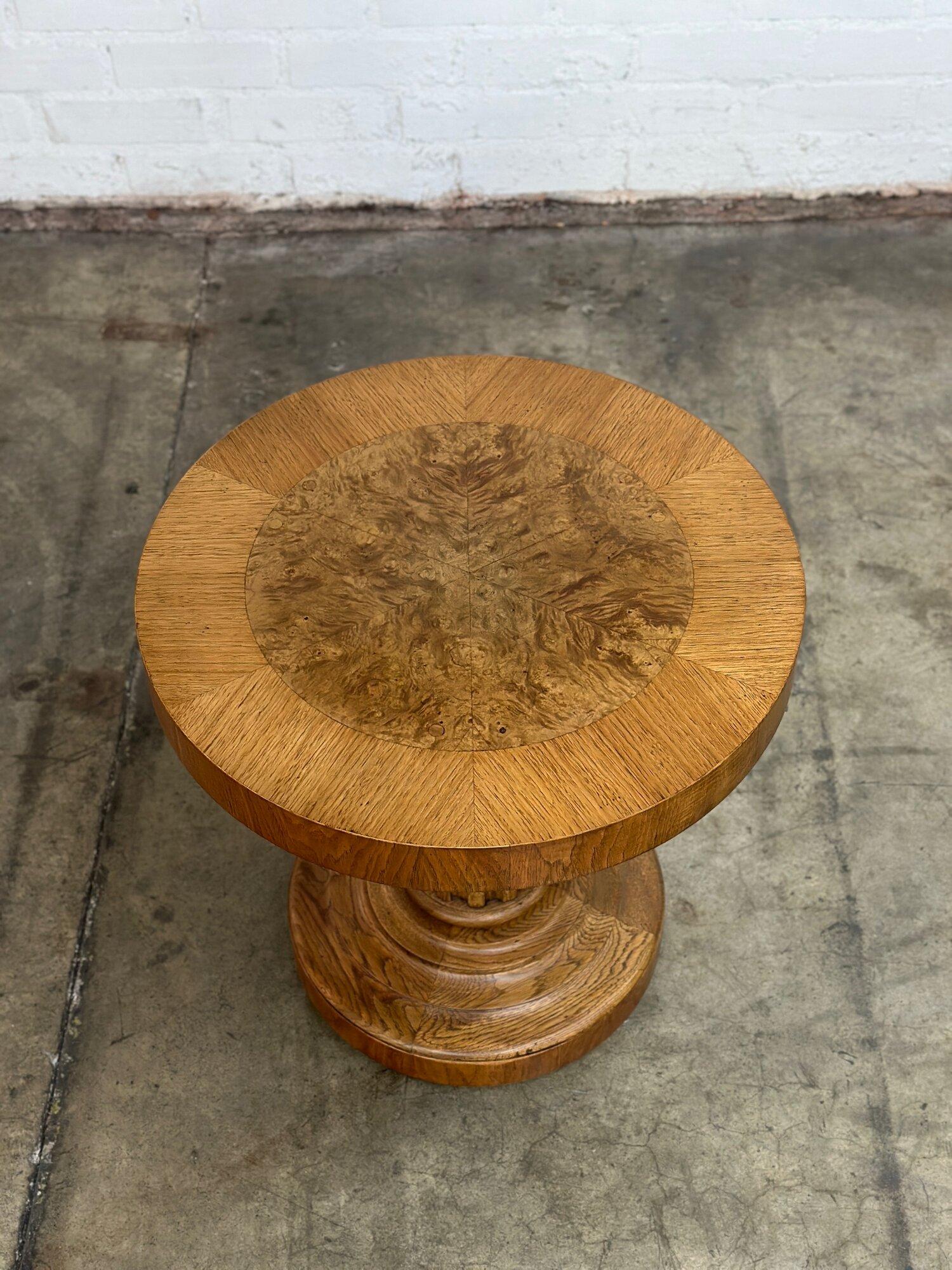 Burl & Oak Side Table by Heritage For Sale 5
