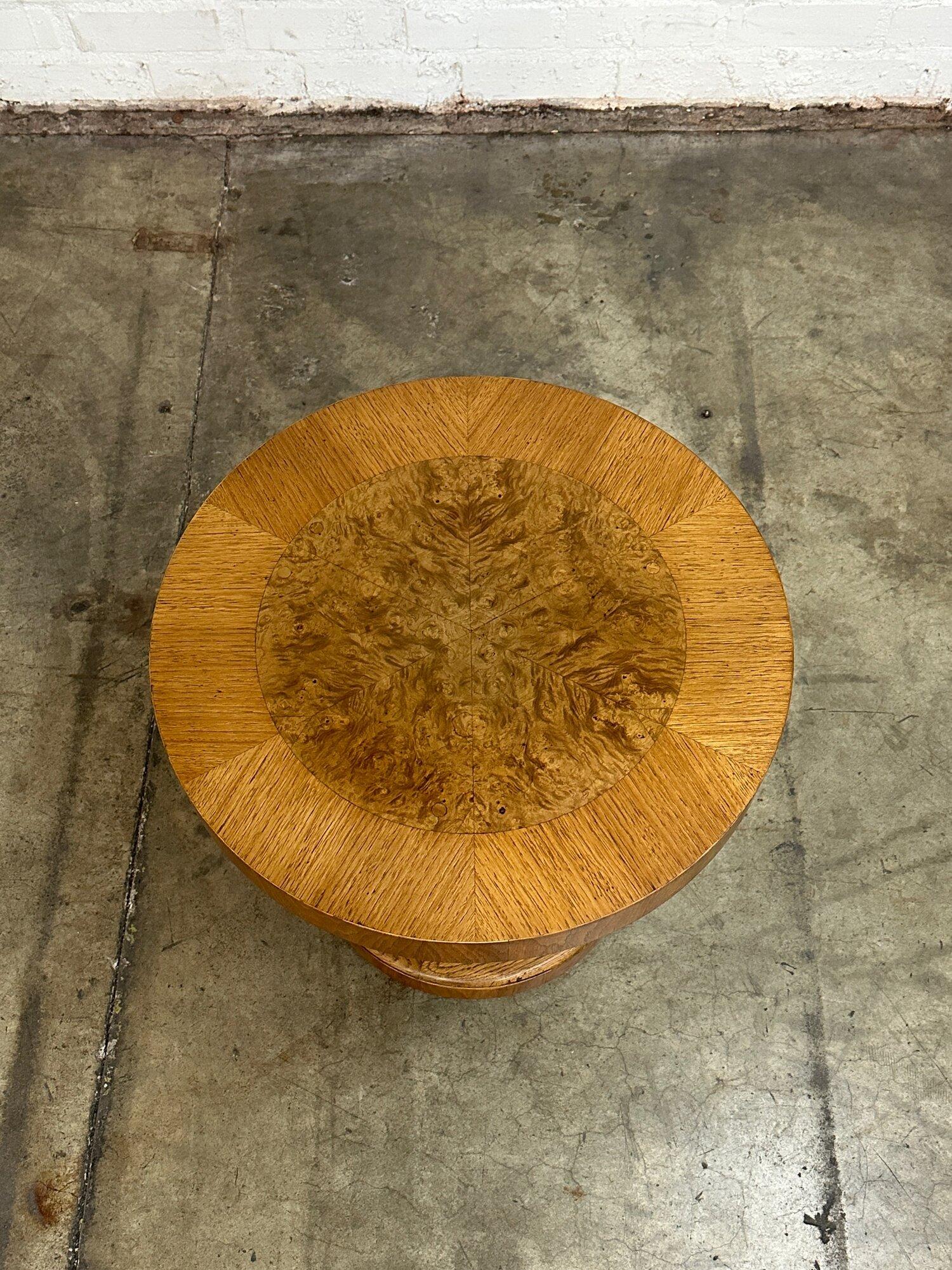 Late 20th Century Burl & Oak Side Table by Heritage For Sale