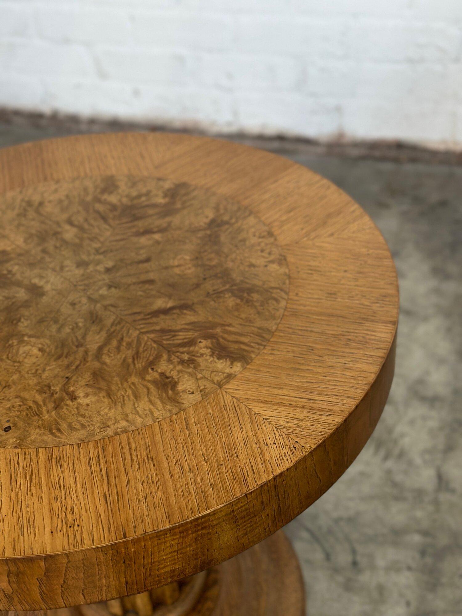 Burl & Oak Side Table by Heritage For Sale 4
