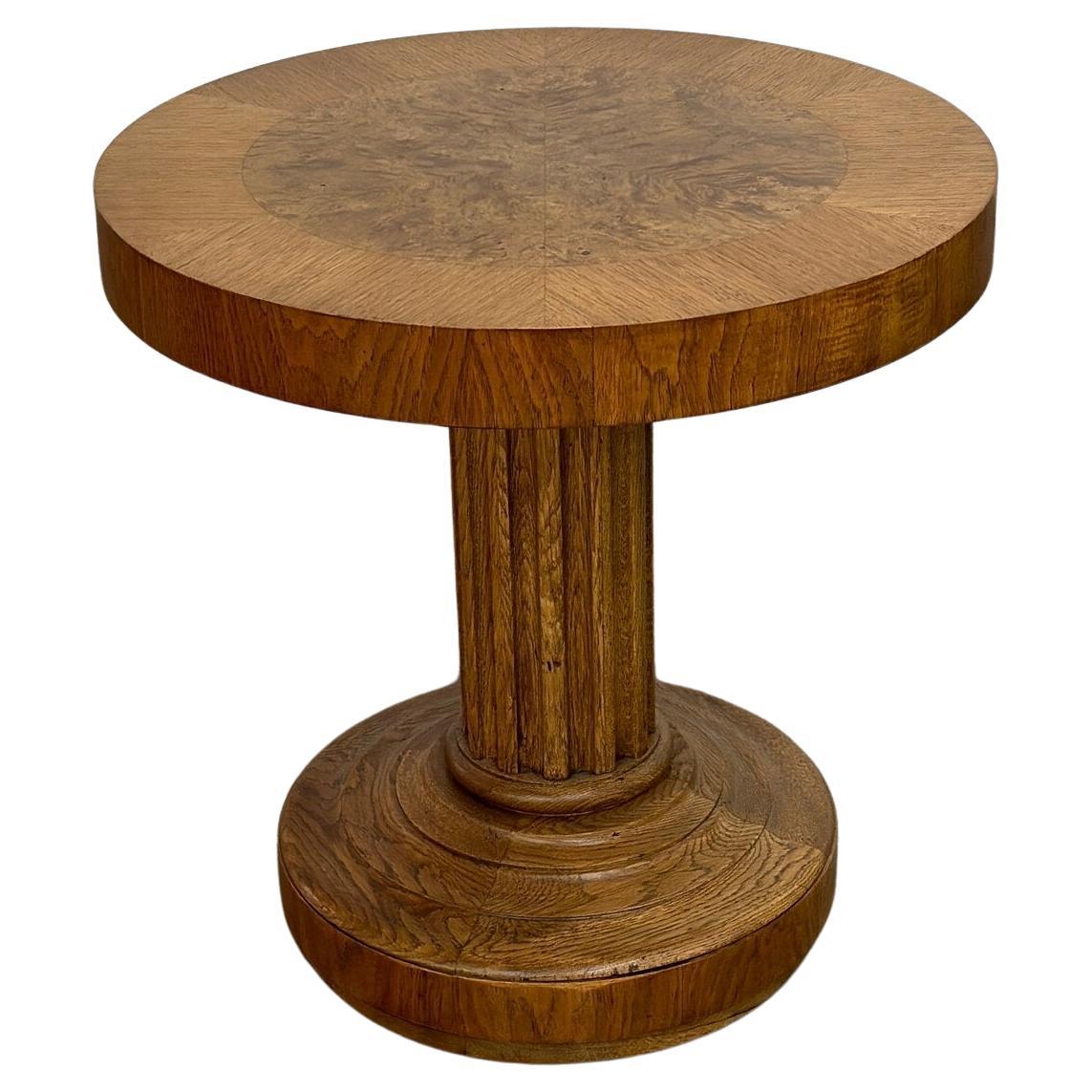 Burl & Oak Side Table by Heritage For Sale