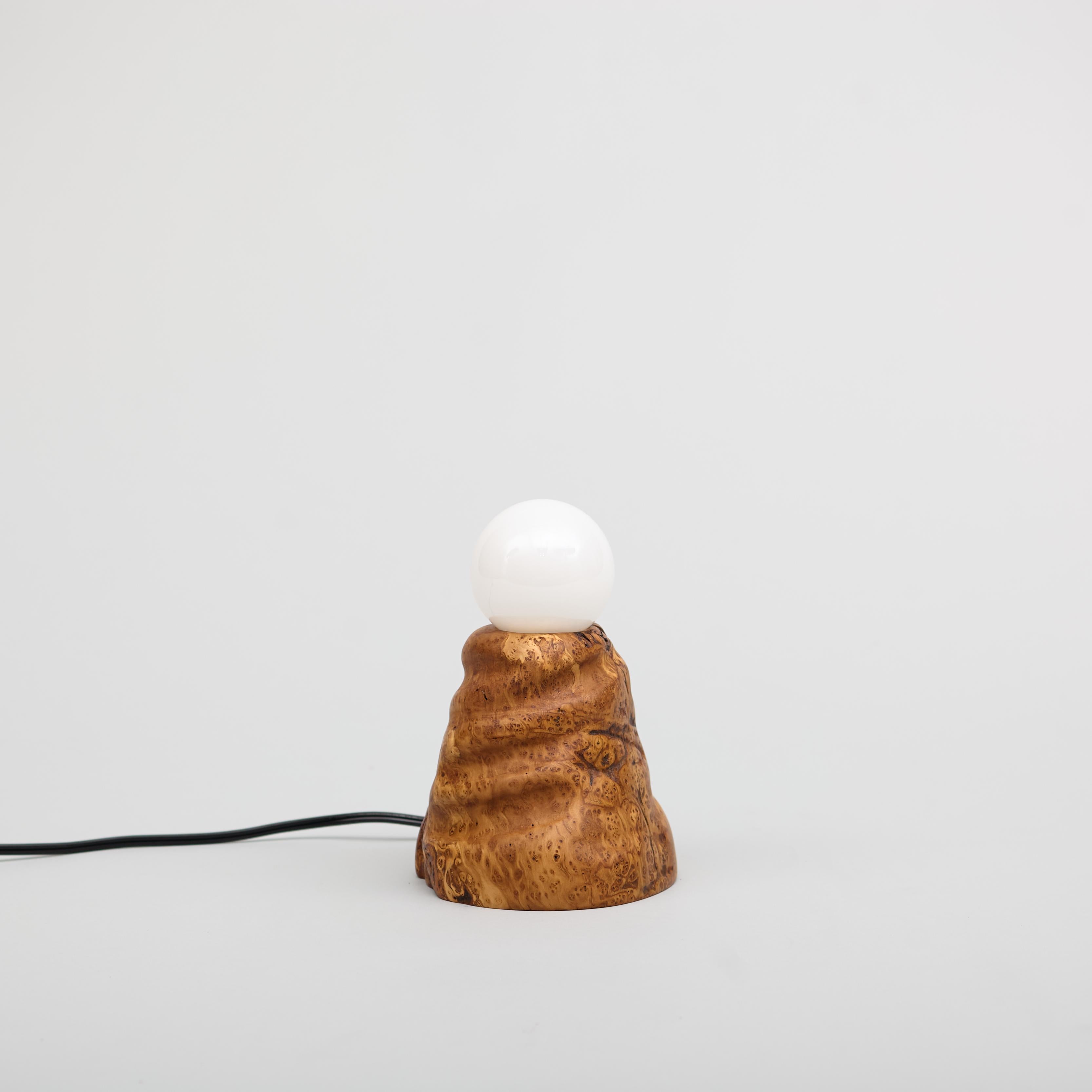 Modern Burl Olive Sculptural Table Lamp, Hand Turned Reclaimed Wood, MCM For Sale
