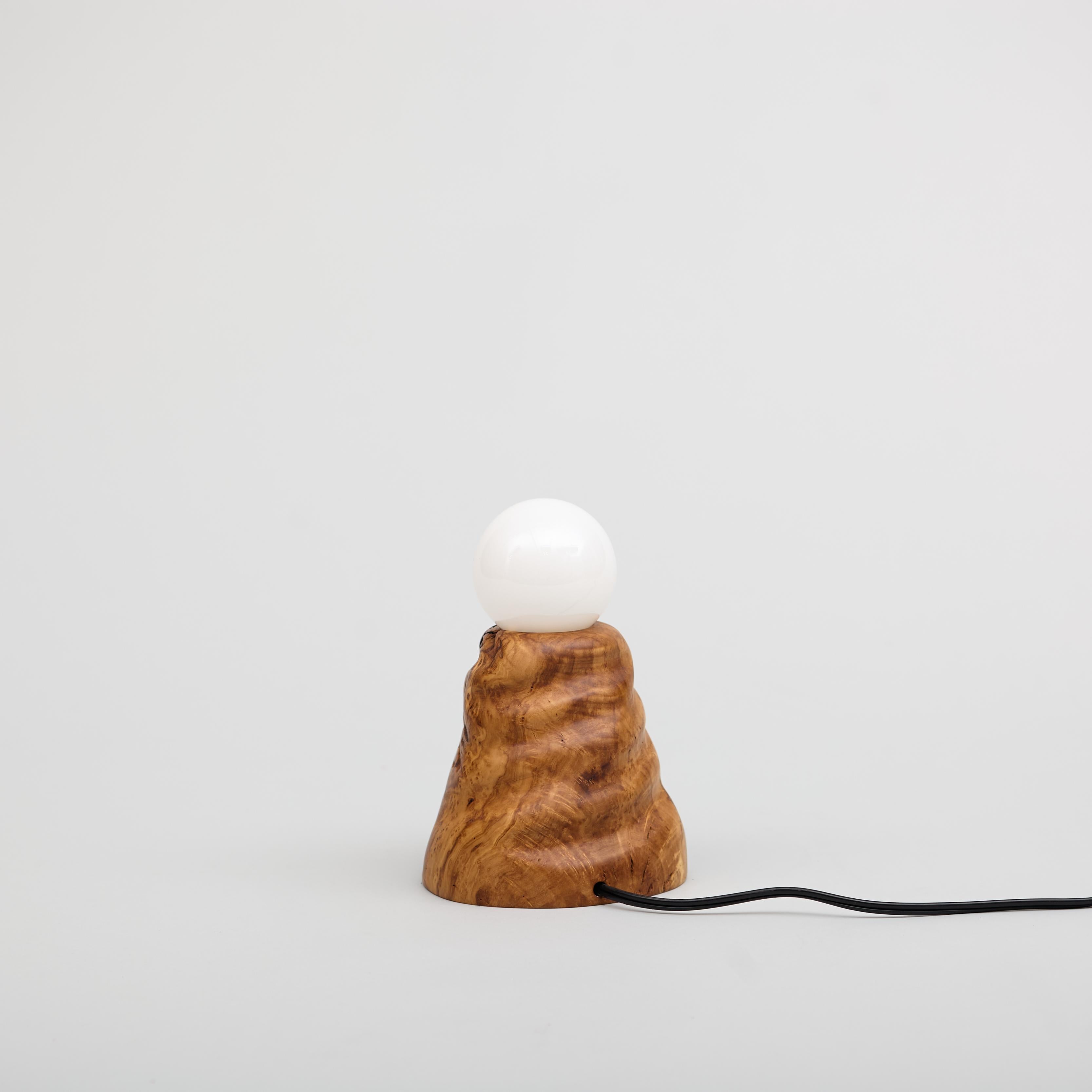 Burl Olive Sculptural Table Lamp, Hand Turned Reclaimed Wood, MCM In New Condition For Sale In Los Angeles, CA