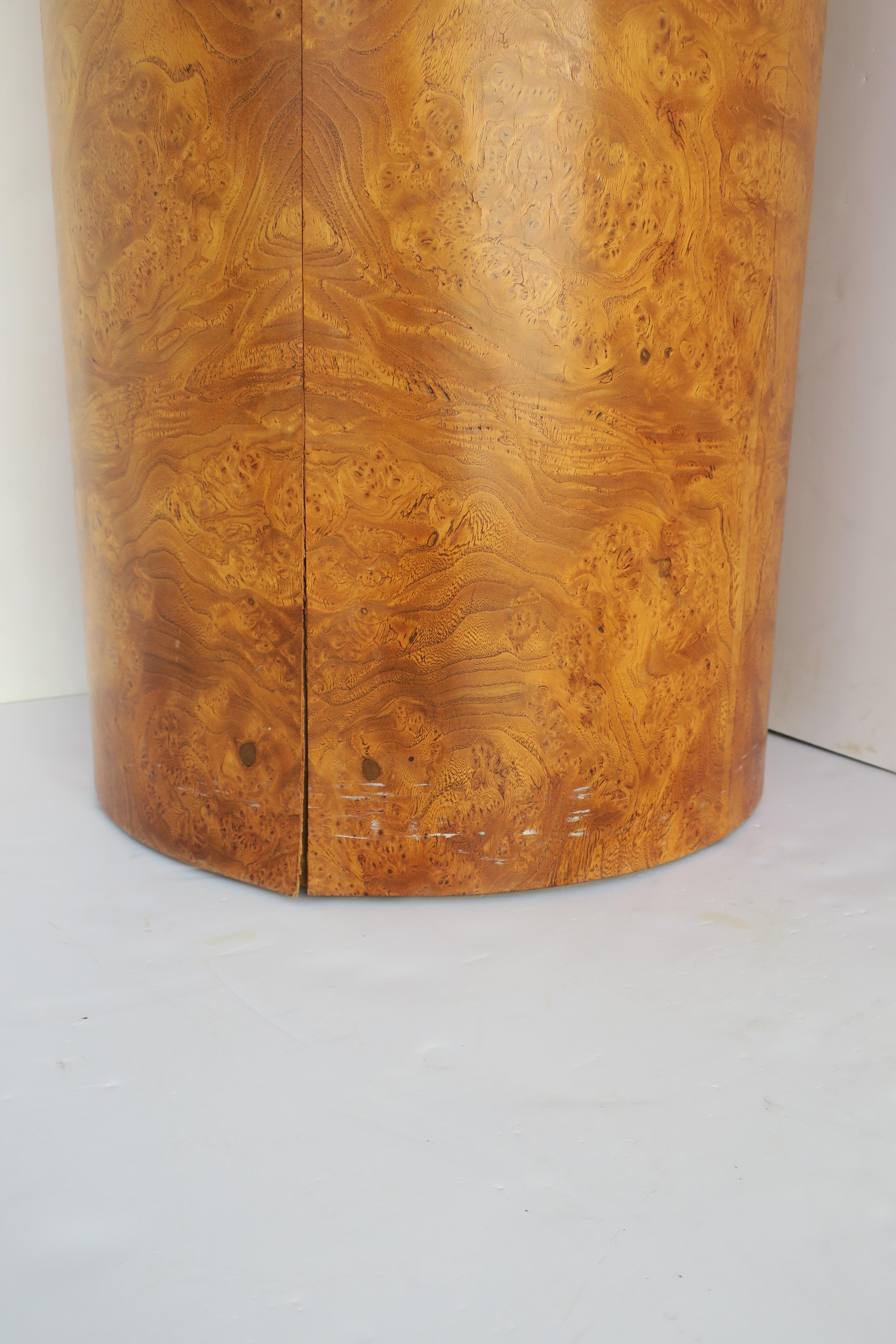 Burl Pedestal Side Table or Column for Sculpture Modern Milo Baughman Style For Sale 7