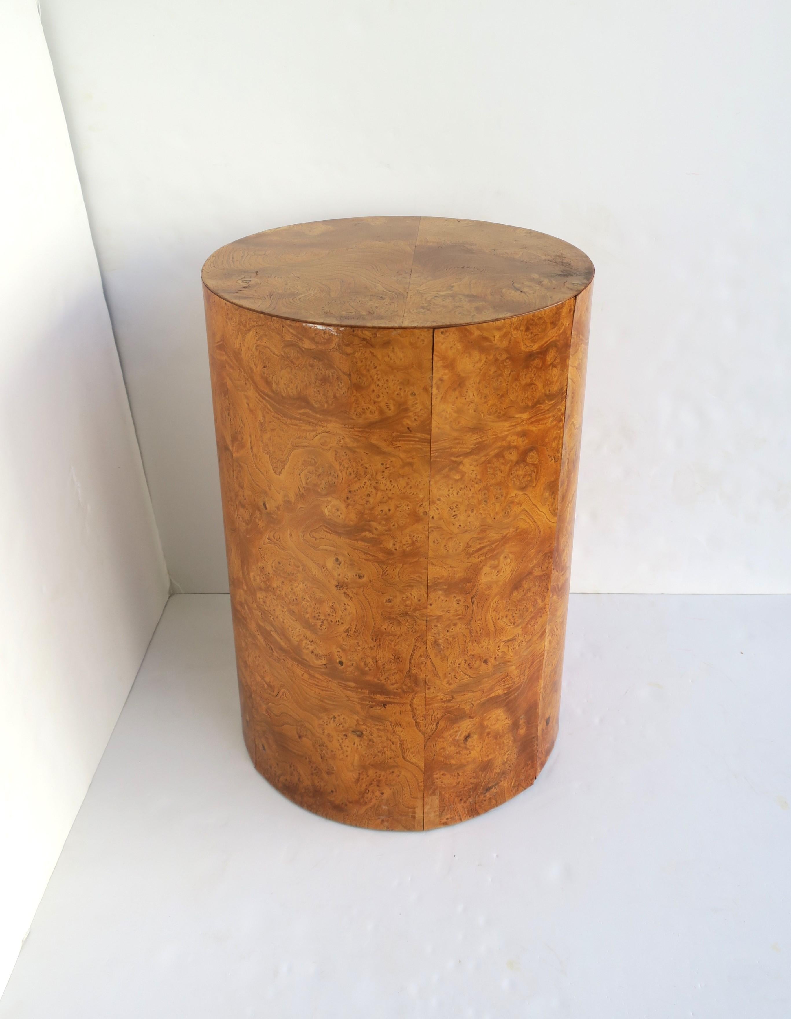 Burl Pedestal Side Table or Column for Sculpture Modern Milo Baughman Style For Sale 3