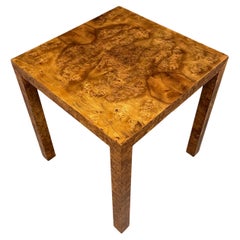 Burl Square Olivewood Parsons Side Table Mid-Century in the Style of WJ Sloane