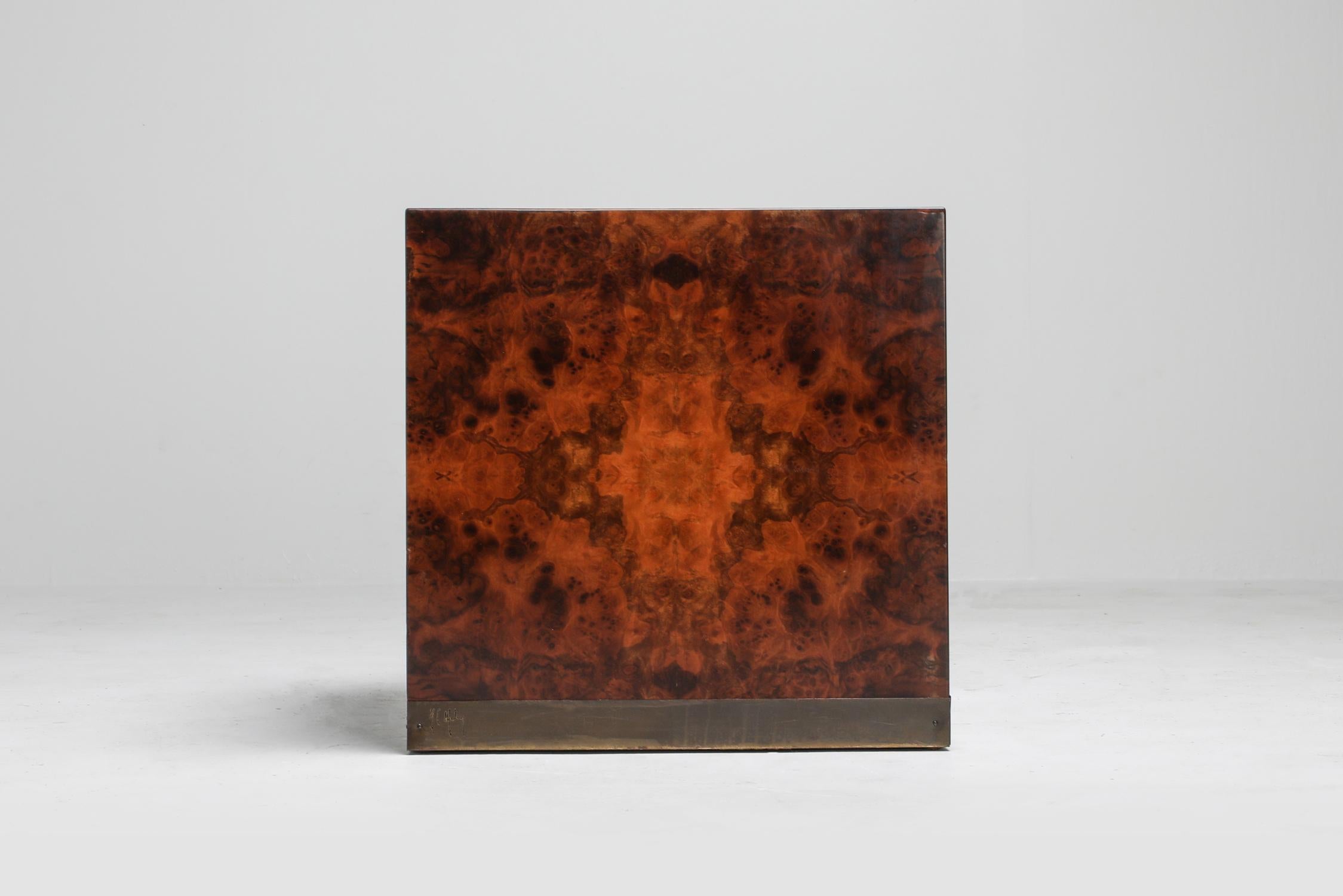 Burl Square Side Tables by Jean Claude Mahey In Good Condition In Antwerp, BE