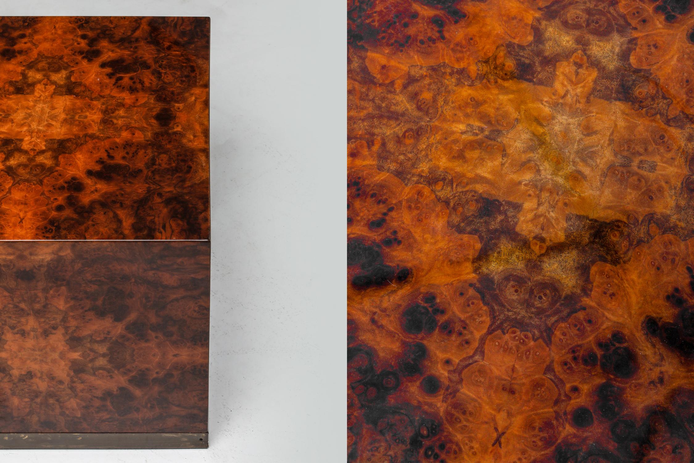 Burl Square Side Tables by Jean Claude Mahey 1