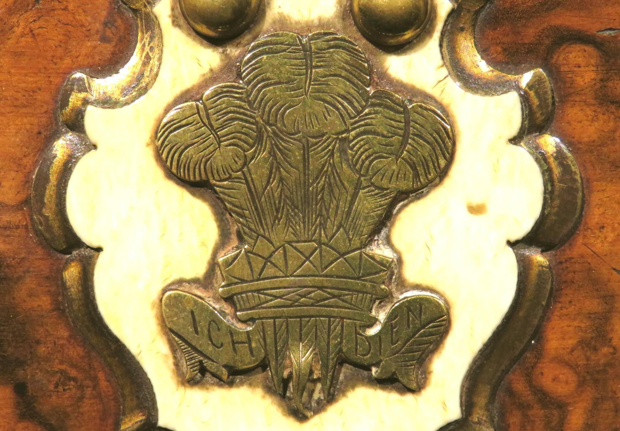Burl Walnut and Brass Bound Document Box / Jewellery Casket, England Circa 1860 3