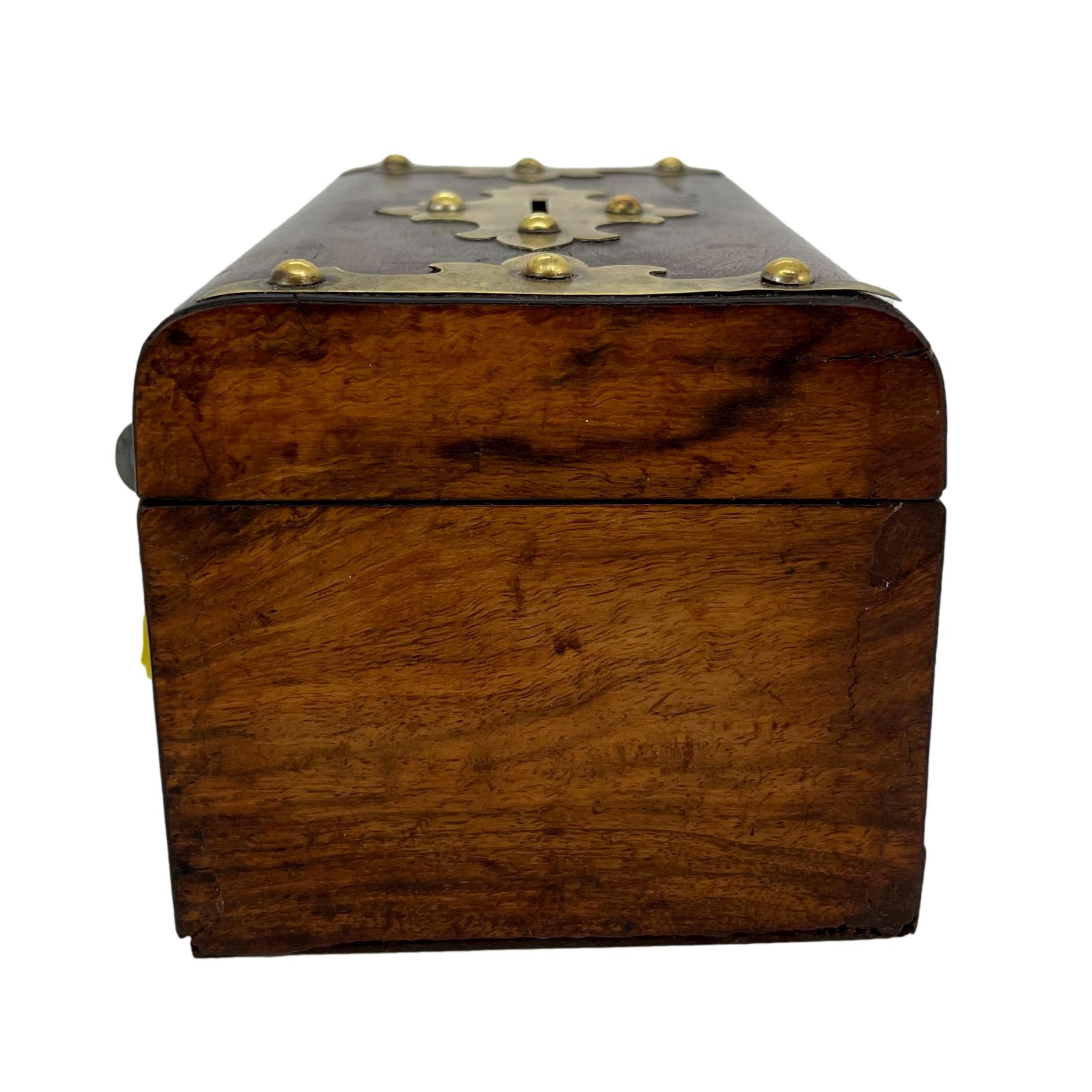 Victorian Burl Walnut and Brass Embellished Money Box, English, ca. 1860 For Sale