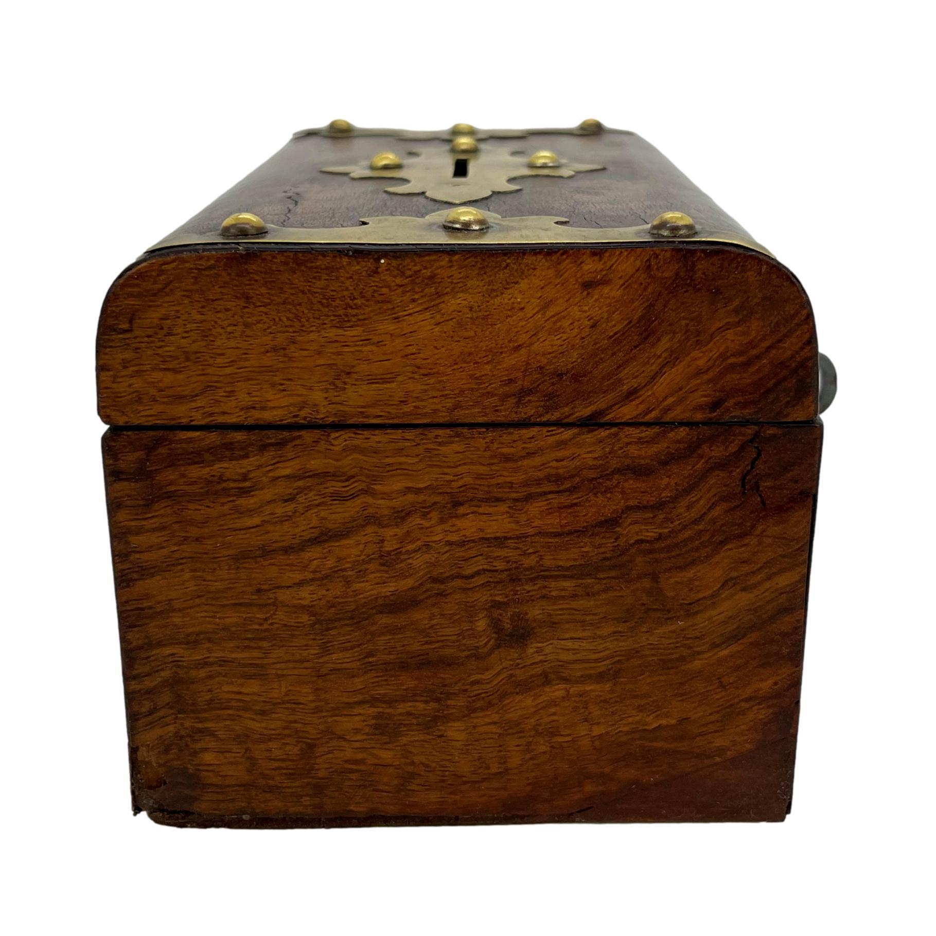 Burl Walnut and Brass Embellished Money Box, English, ca. 1860 In Good Condition For Sale In Banner Elk, NC