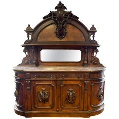 Antique Burl Walnut and Marble Sideboard