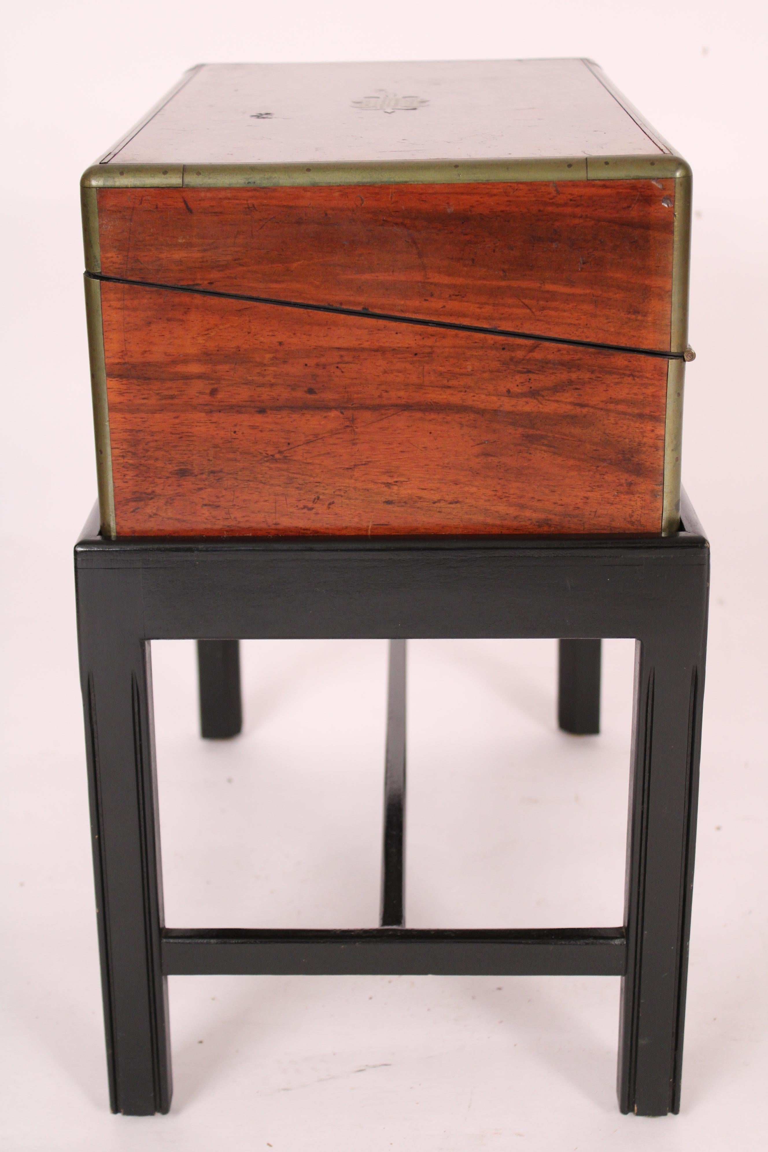 English Burl Walnut and Walnut Writing Slope on Stand For Sale