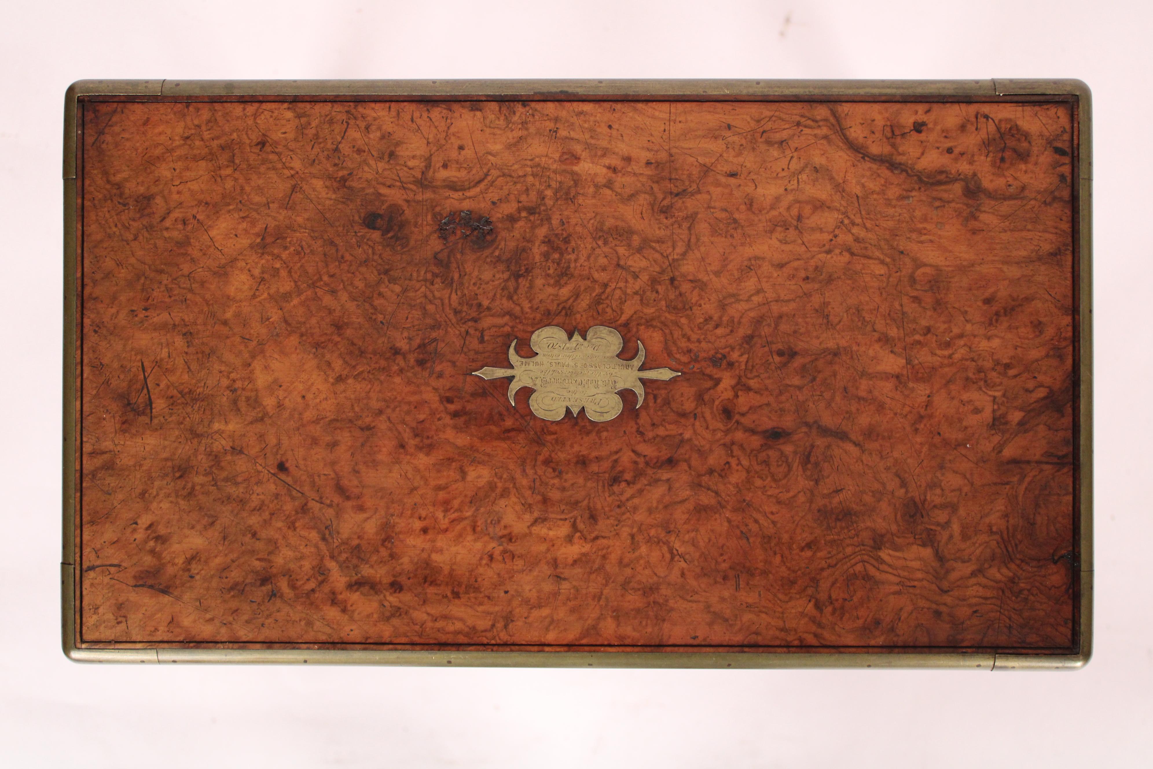 Late 19th Century Burl Walnut and Walnut Writing Slope on Stand For Sale