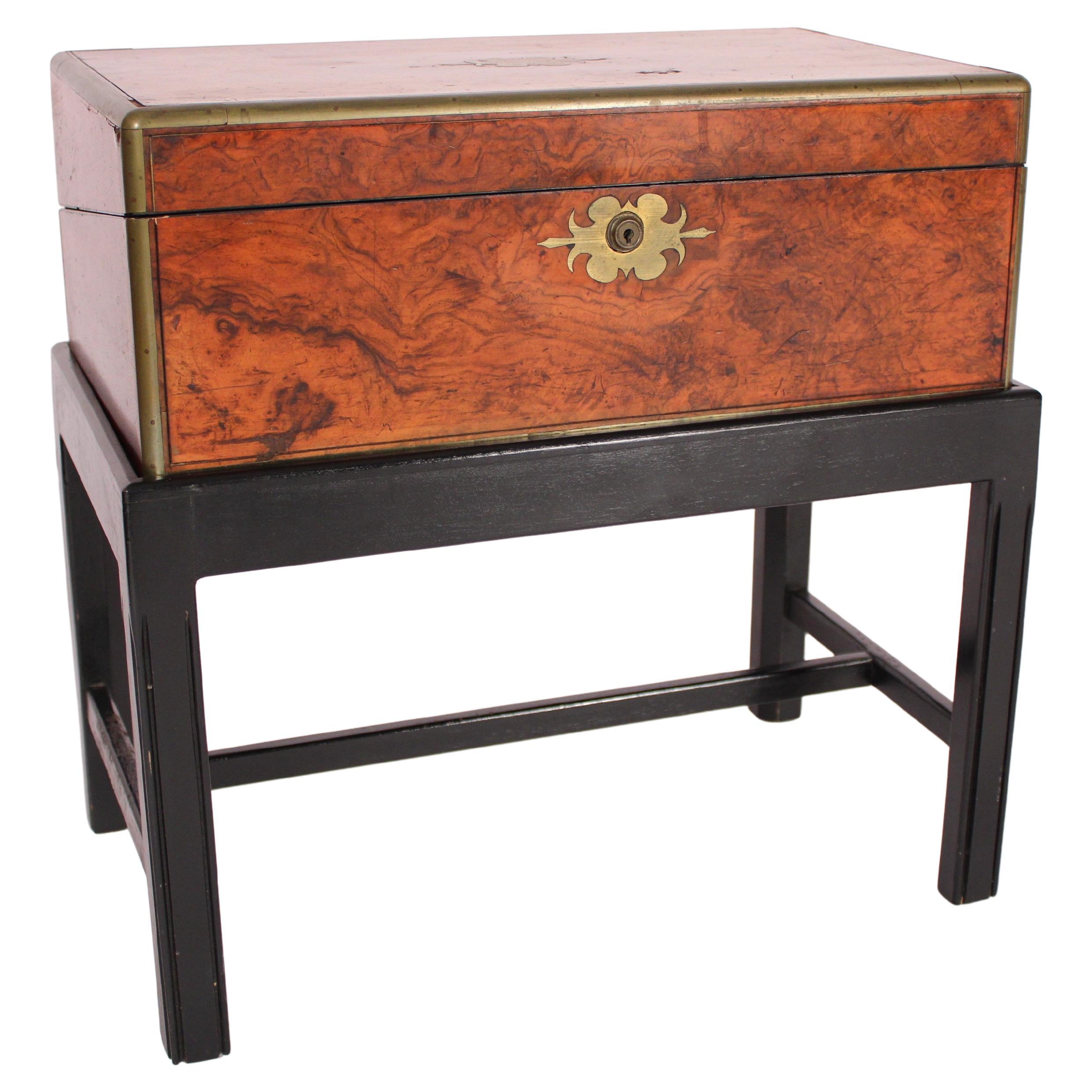 Burl Walnut and Walnut Writing Slope on Stand For Sale