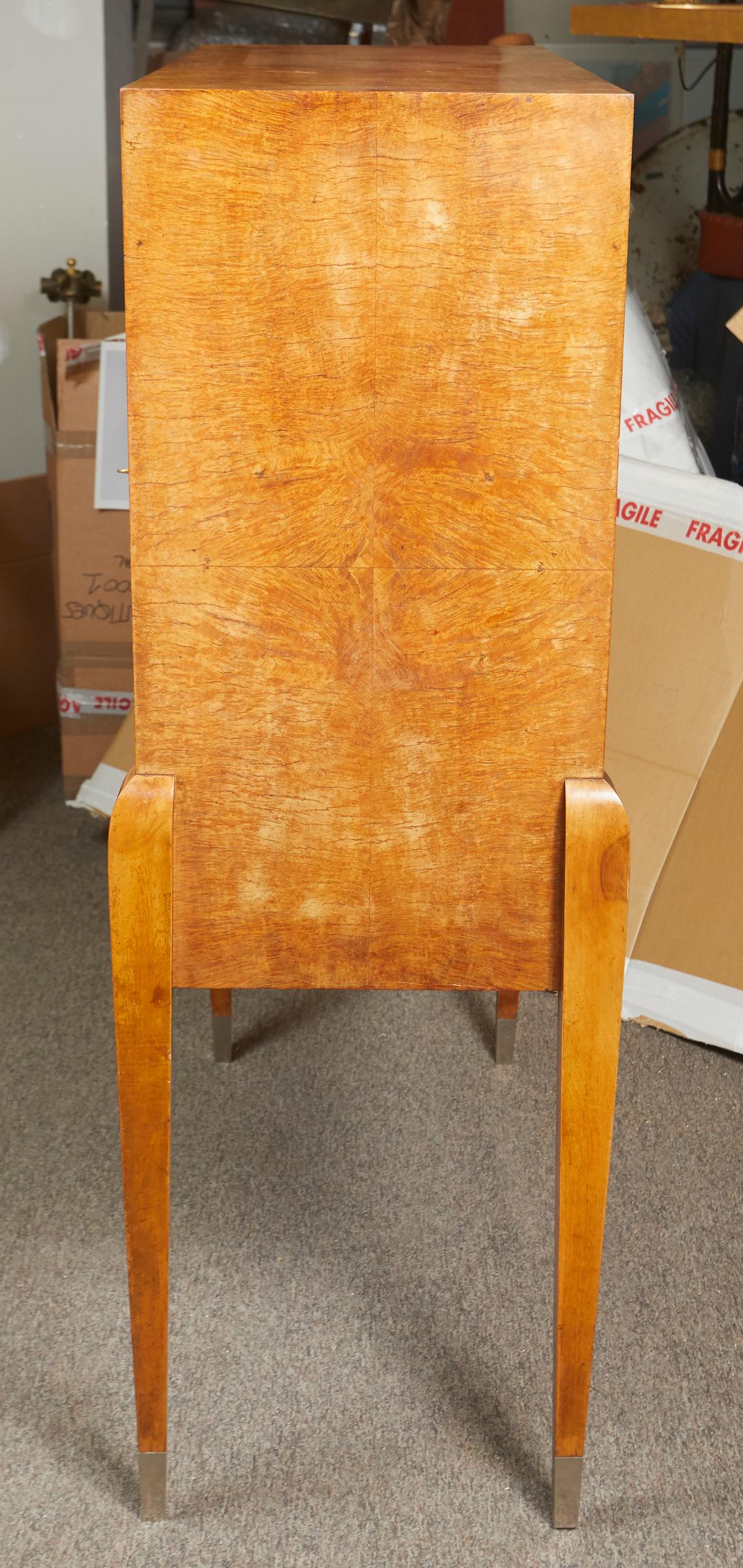 Burl Walnut Art Deco Bar Cabinet by Lucie Renaudot 2