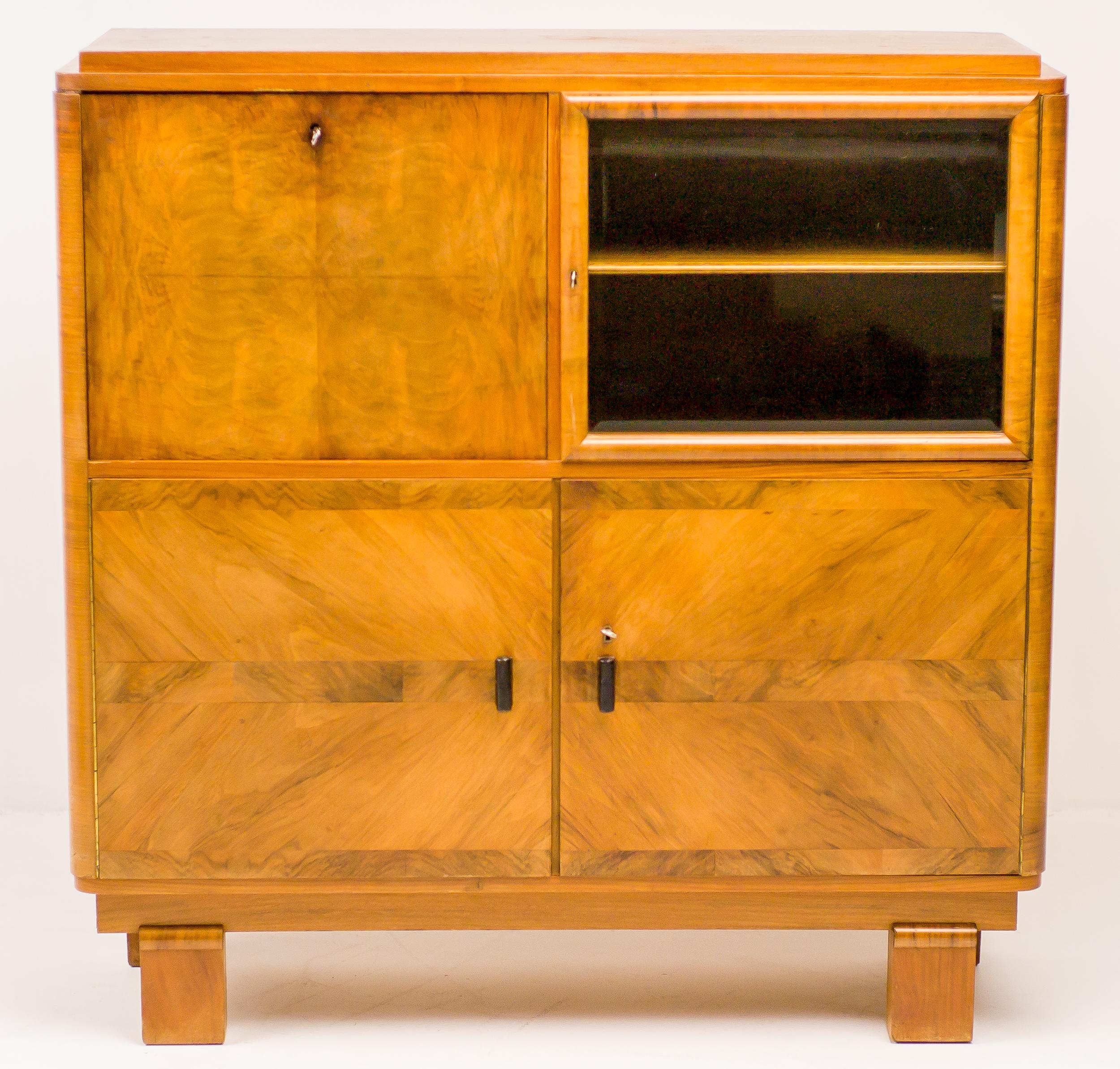 Burl Walnut Art Deco Cabinet For Sale 3